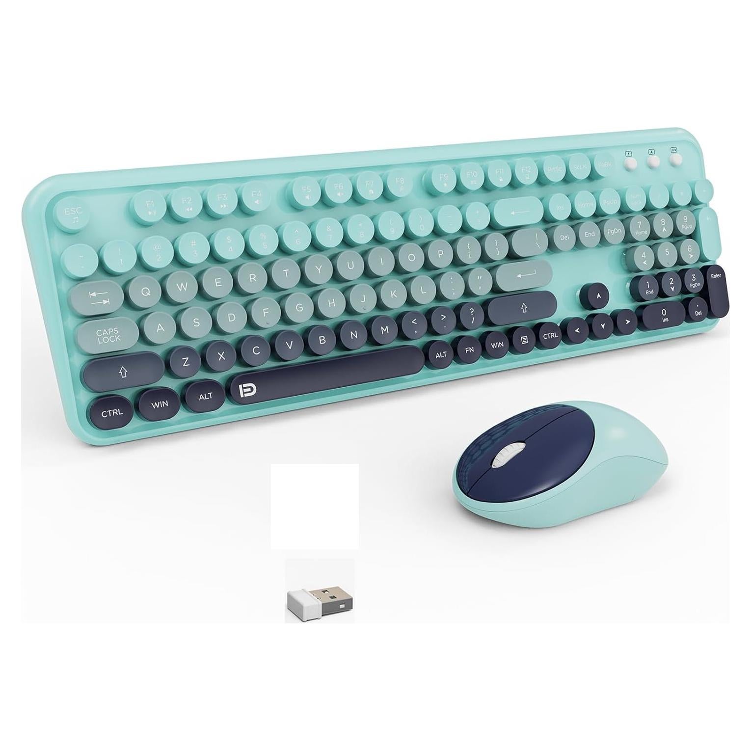 Conjunto Teclado y Ratón Inalámbricos TT-FOPETT Azul 104 Teclas