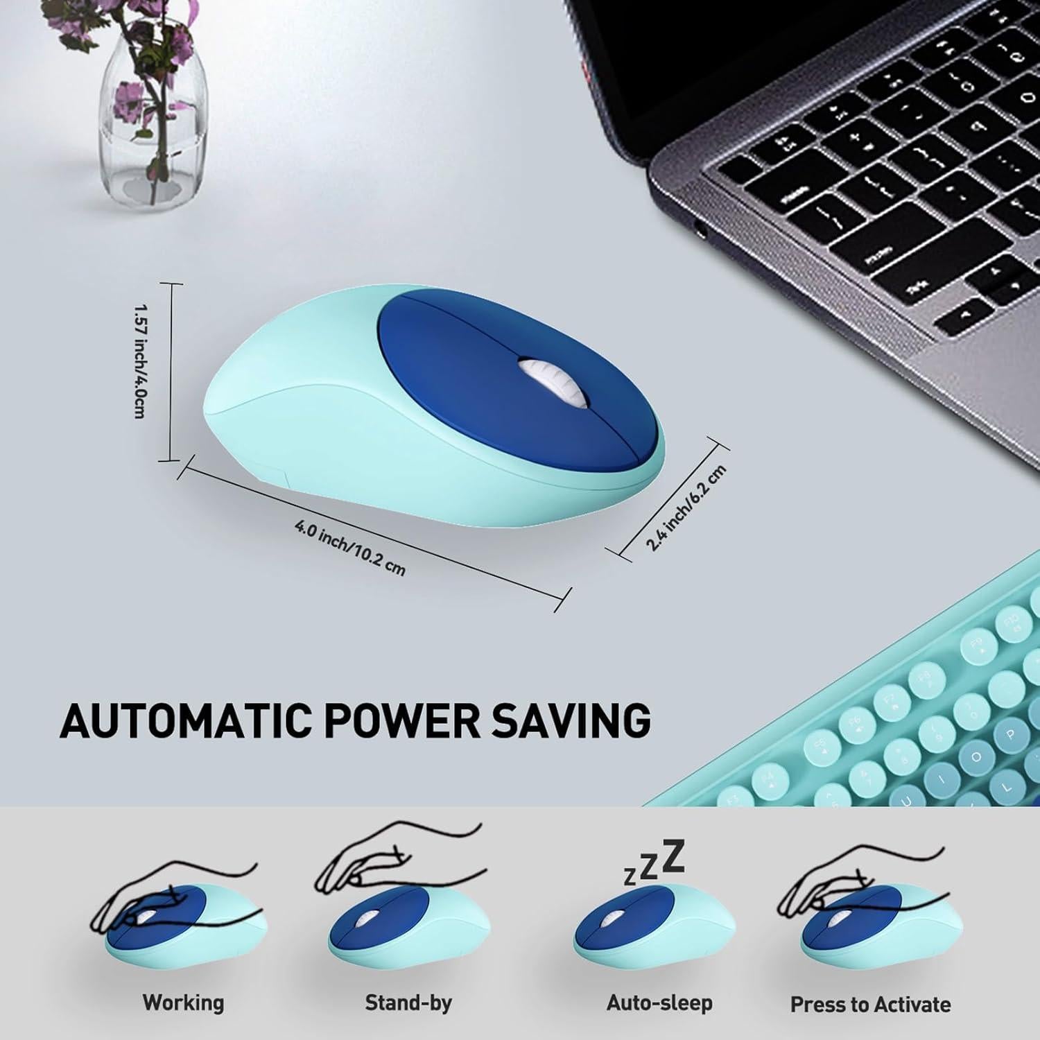 Conjunto Teclado y Ratón Inalámbricos TT-FOPETT Azul 104 Teclas