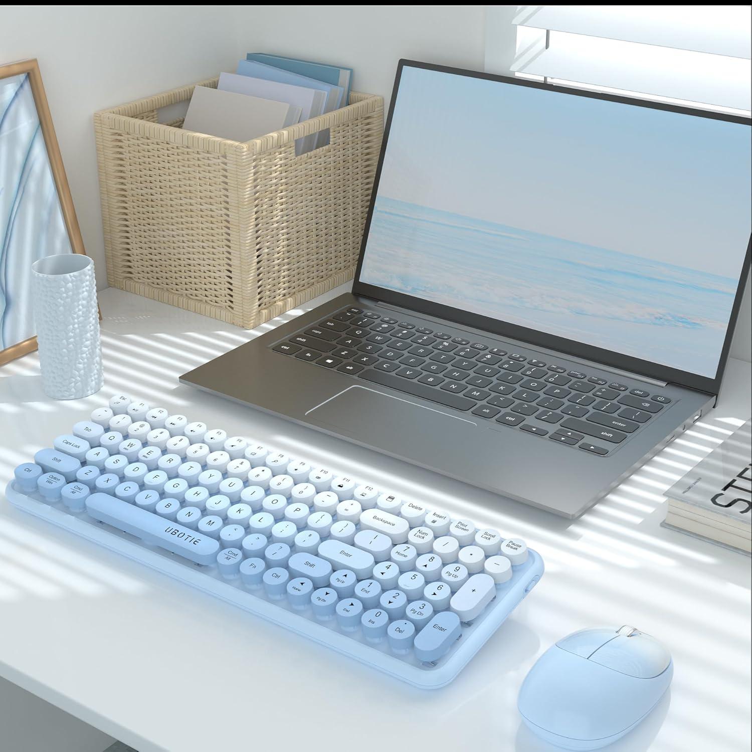 Combo Teclado y Ratón Inalámbricos UBOTIE Gradiente Azul