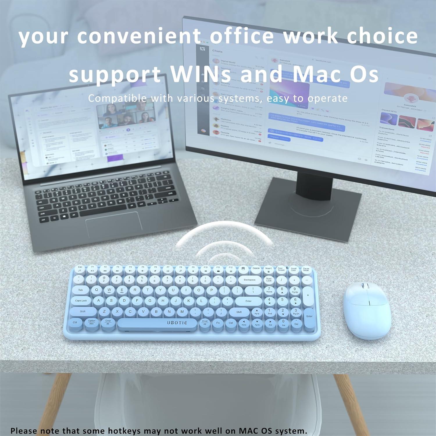 Combo Teclado y Ratón Inalámbricos UBOTIE Gradiente Azul