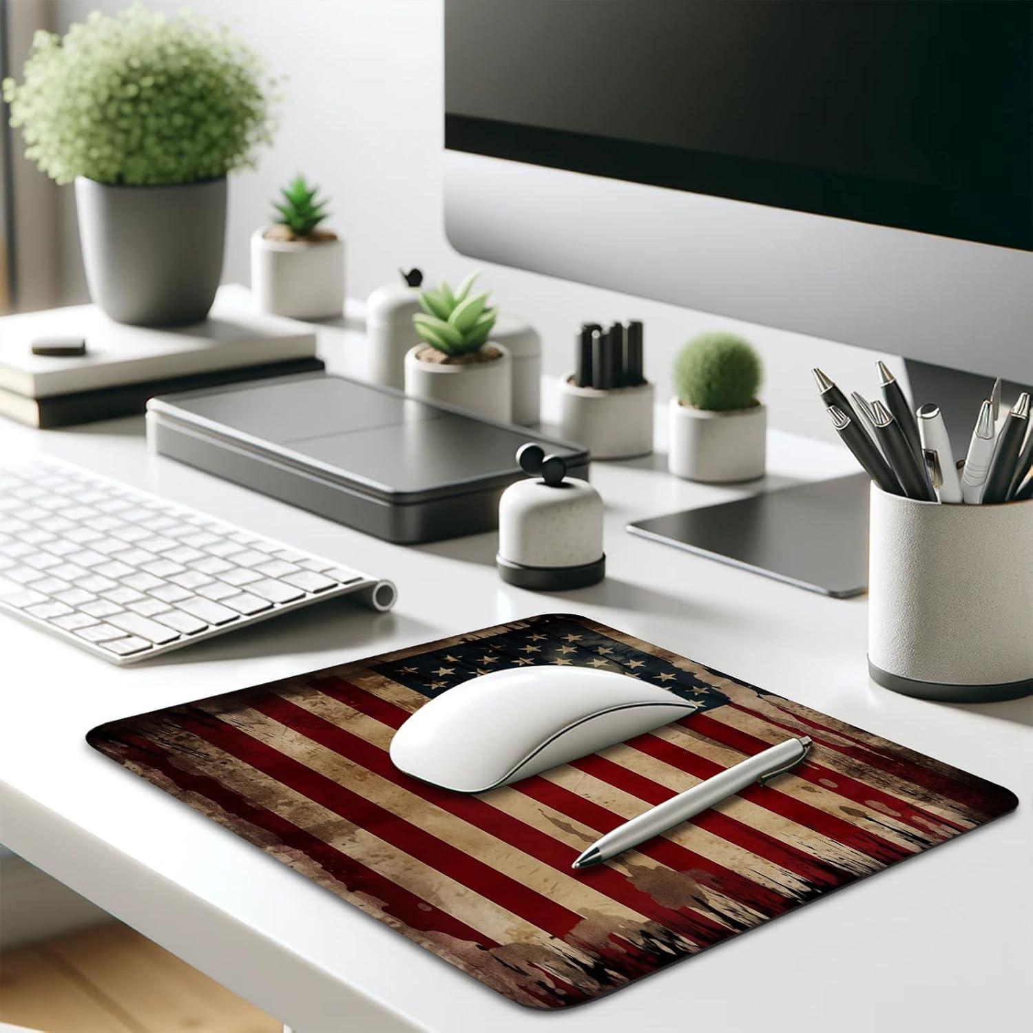 Alfombrilla de Ratón Eiszuso Vintage Bandera Americana 25.9x21.1cm