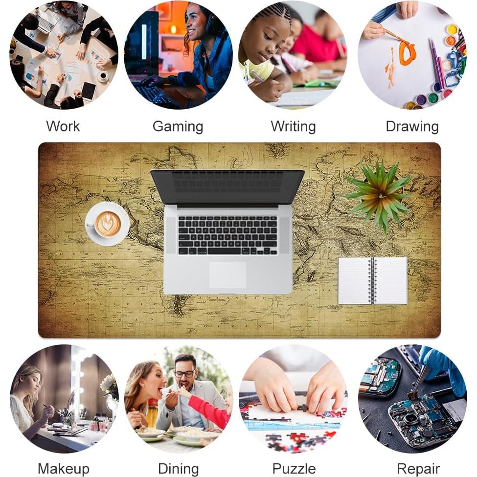 Almohadilla de Escritorio QiyI 80x40 cm Cuero PU Mapa 1814