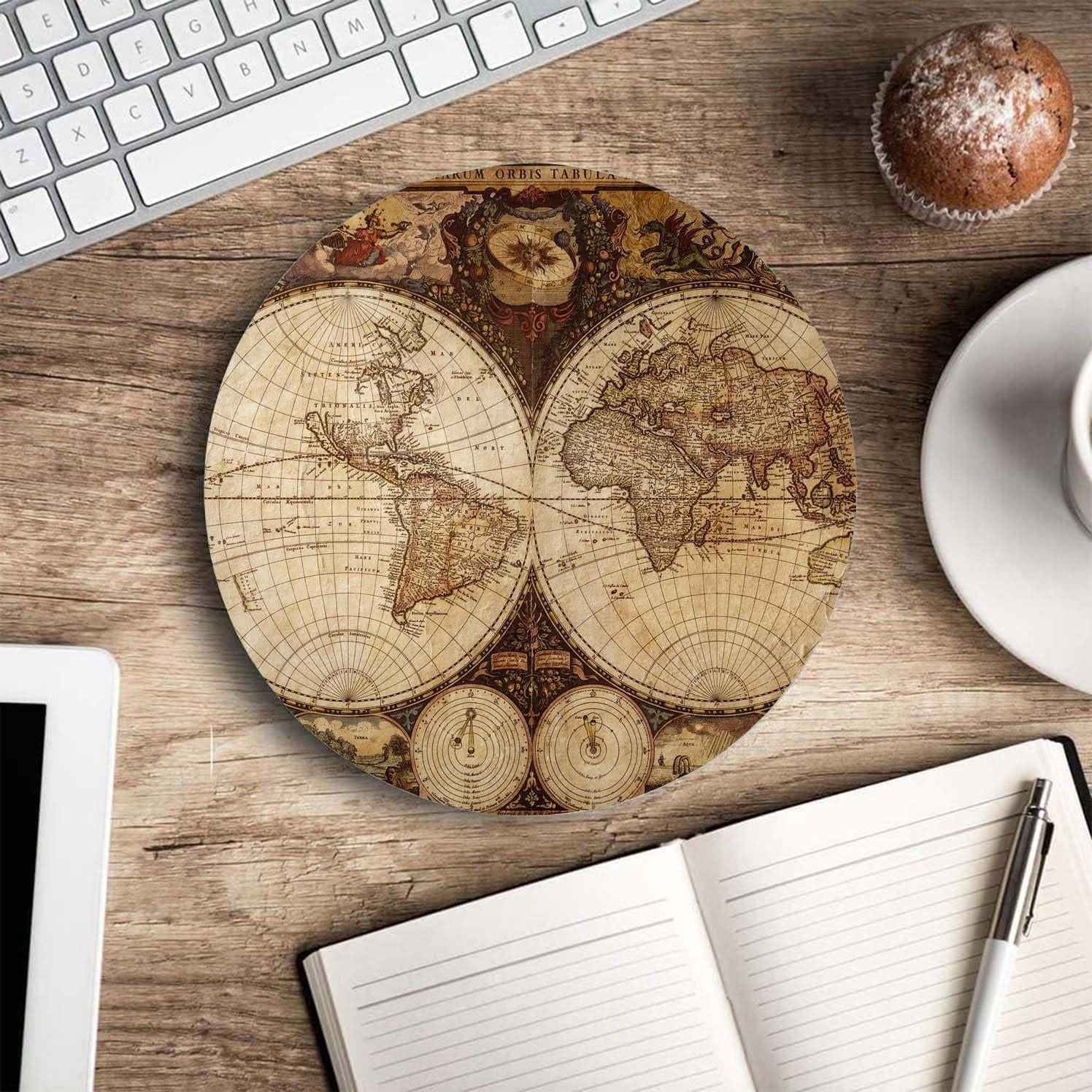 Alfombrilla de Ratón Nphuriy Mapa Mundial Vintage 200x200mm