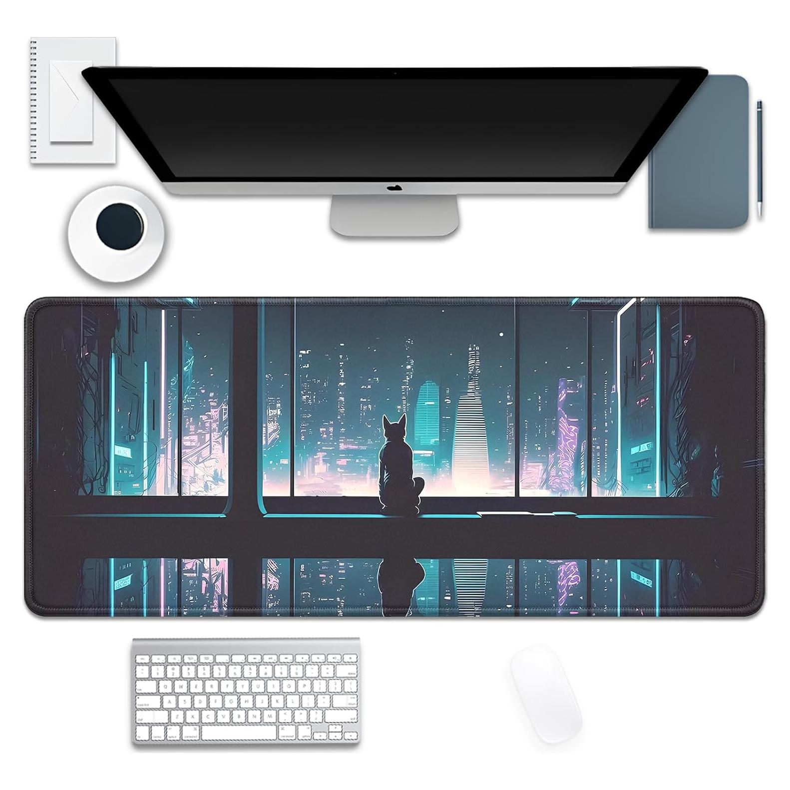 Alfombrilla de Ratón Grande LZVCTMO Gato Negro 69.85x29.97 cm