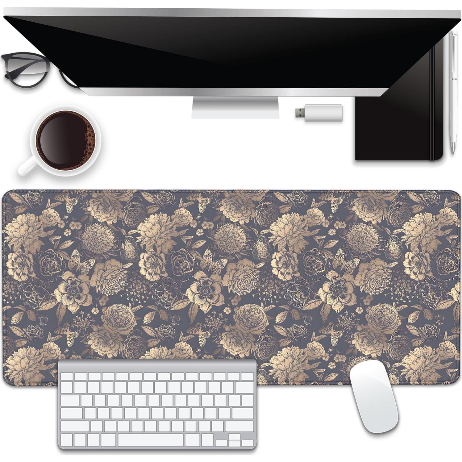 Alfombrilla de escritorio MZSVDVD floral vintage 70x30cm