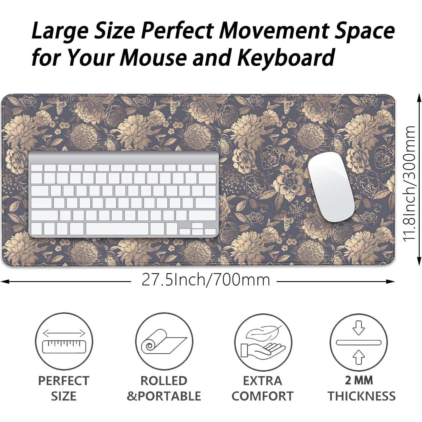 Alfombrilla de escritorio MZSVDVD floral vintage 70x30cm