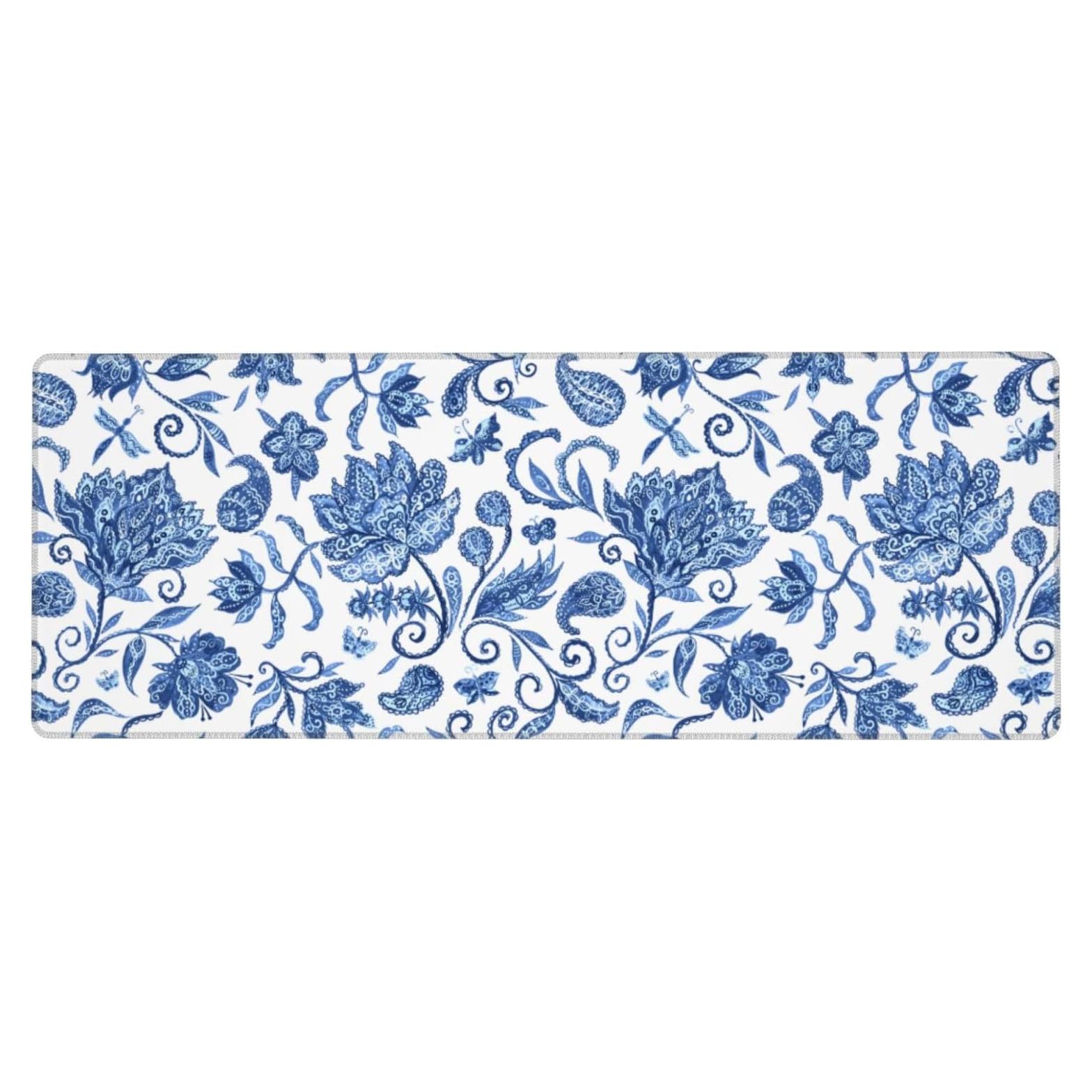 Alfombrilla de Ratón XL Moremohome Floral Azul 30x80 cm