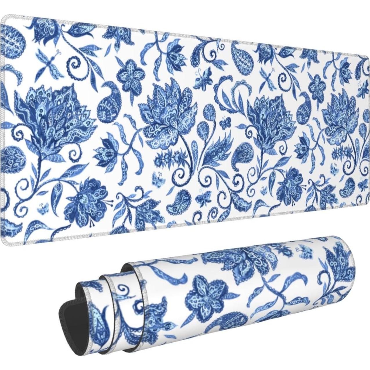 Alfombrilla de Ratón XL Moremohome Floral Azul 30x80 cm