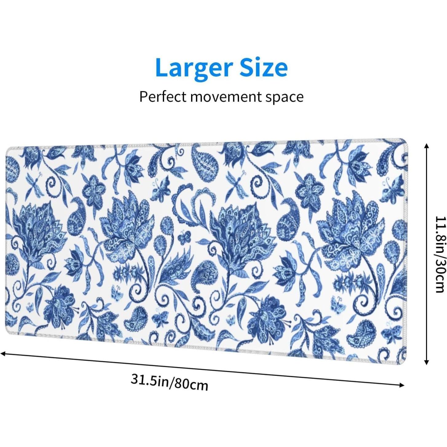 Alfombrilla de Ratón XL Moremohome Floral Azul 30x80 cm