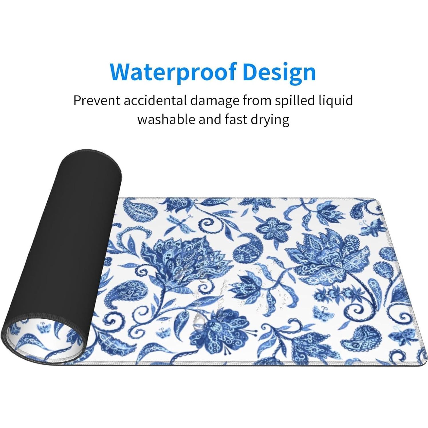 Alfombrilla de Ratón XL Moremohome Floral Azul 30x80 cm