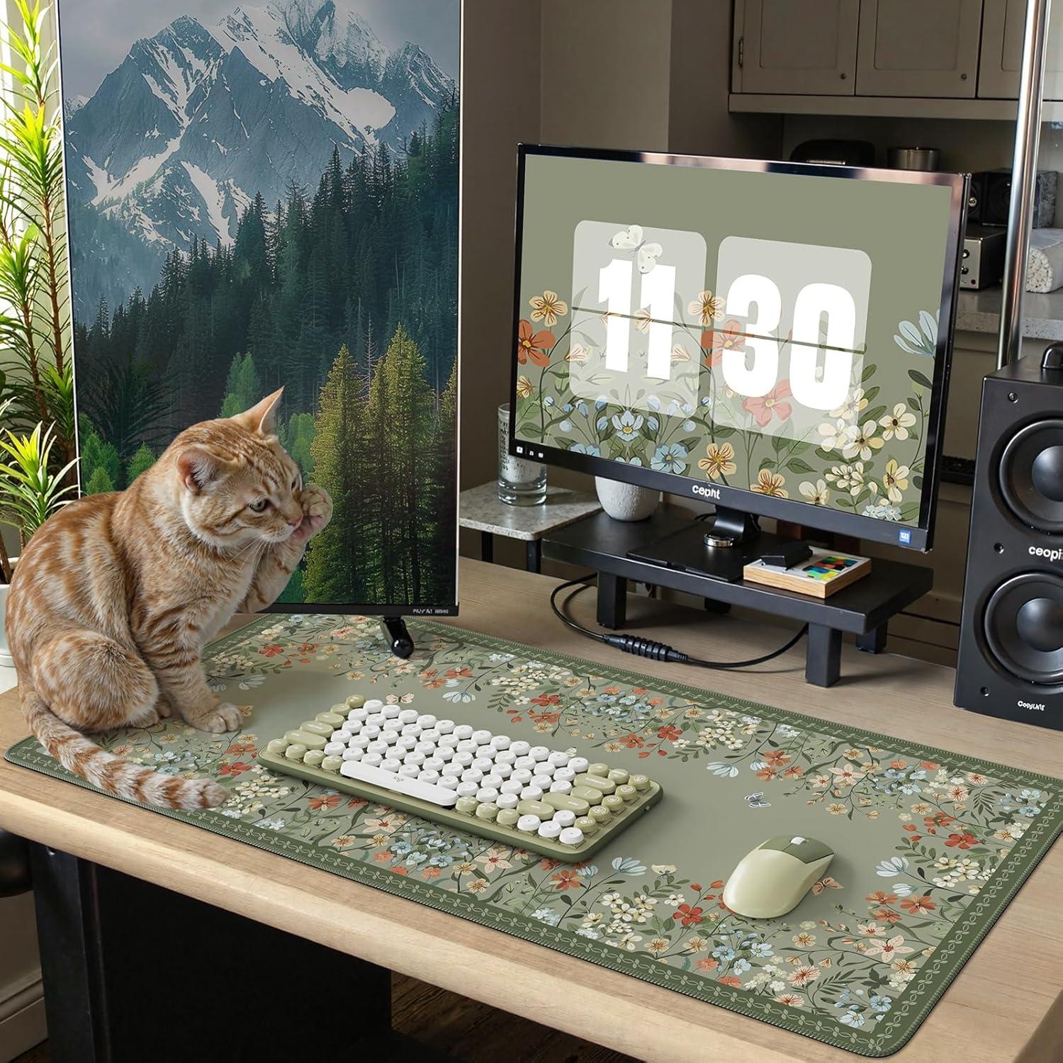 Alfombrilla de Escritorio iCasso Verde Salvia XXL Antideslizante