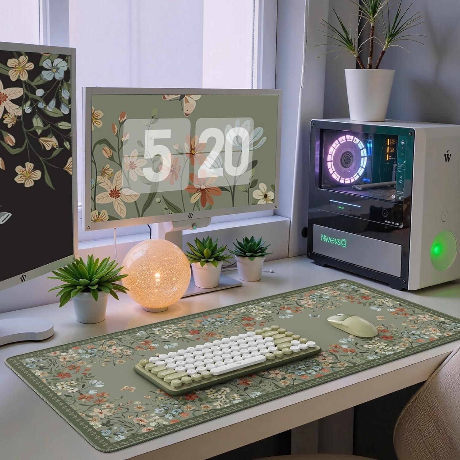 Alfombrilla de Escritorio iCasso Verde Salvia XXL Antideslizante