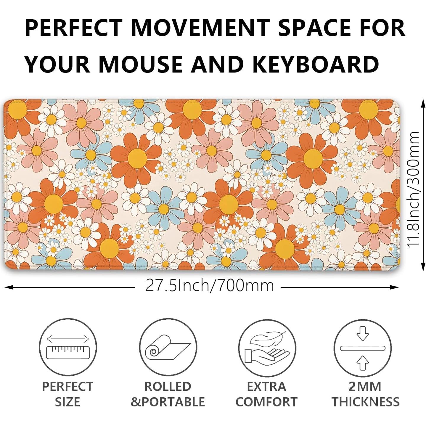 Alfombrilla de Escritorio Grande XCDZLNDL Floral 69.85x30cm