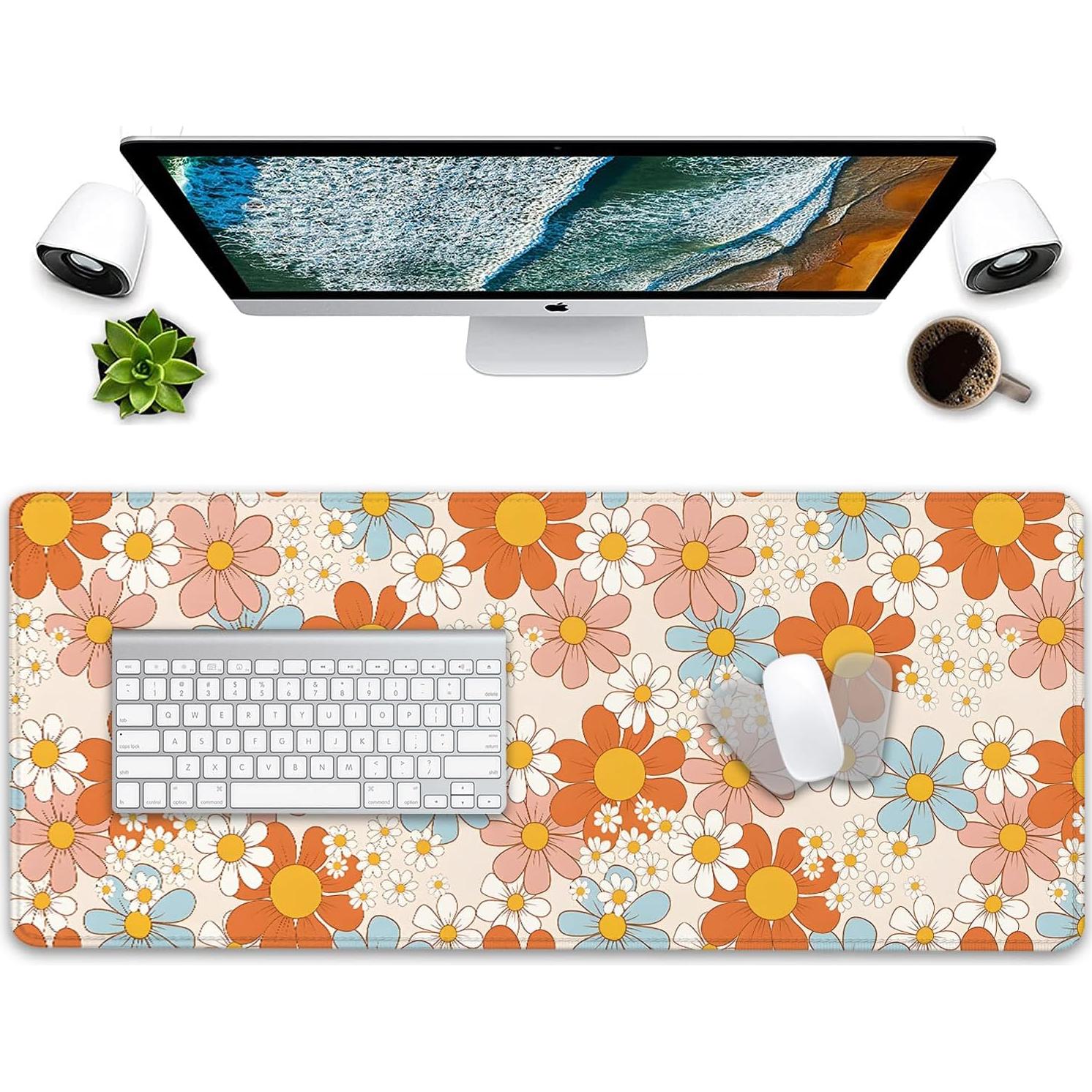 Alfombrilla de Escritorio Grande XCDZLNDL Floral 69.85x30cm