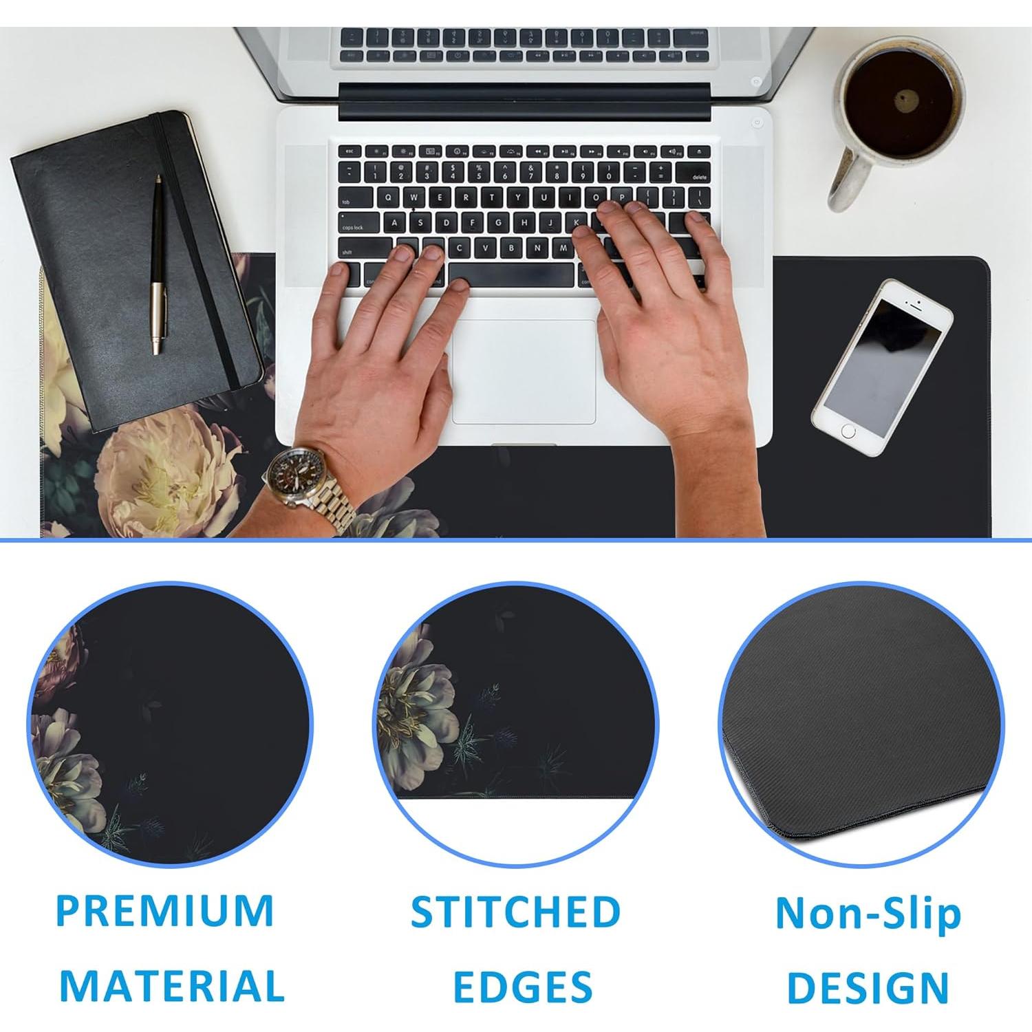 Alfombrilla de Ratón EOBKLAX Peonías Vintage 40x90cm Antideslizante