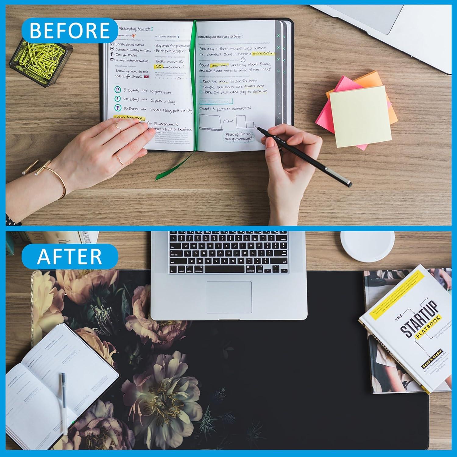 Alfombrilla de Ratón EOBKLAX Peonías Vintage 40x90cm Antideslizante