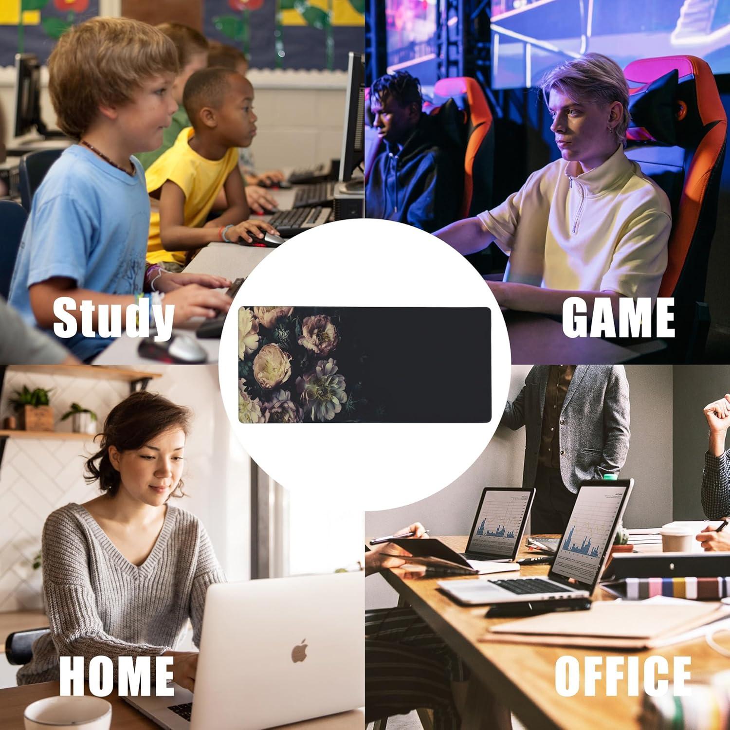 Alfombrilla de Ratón EOBKLAX Peonías Vintage 40x90cm Antideslizante