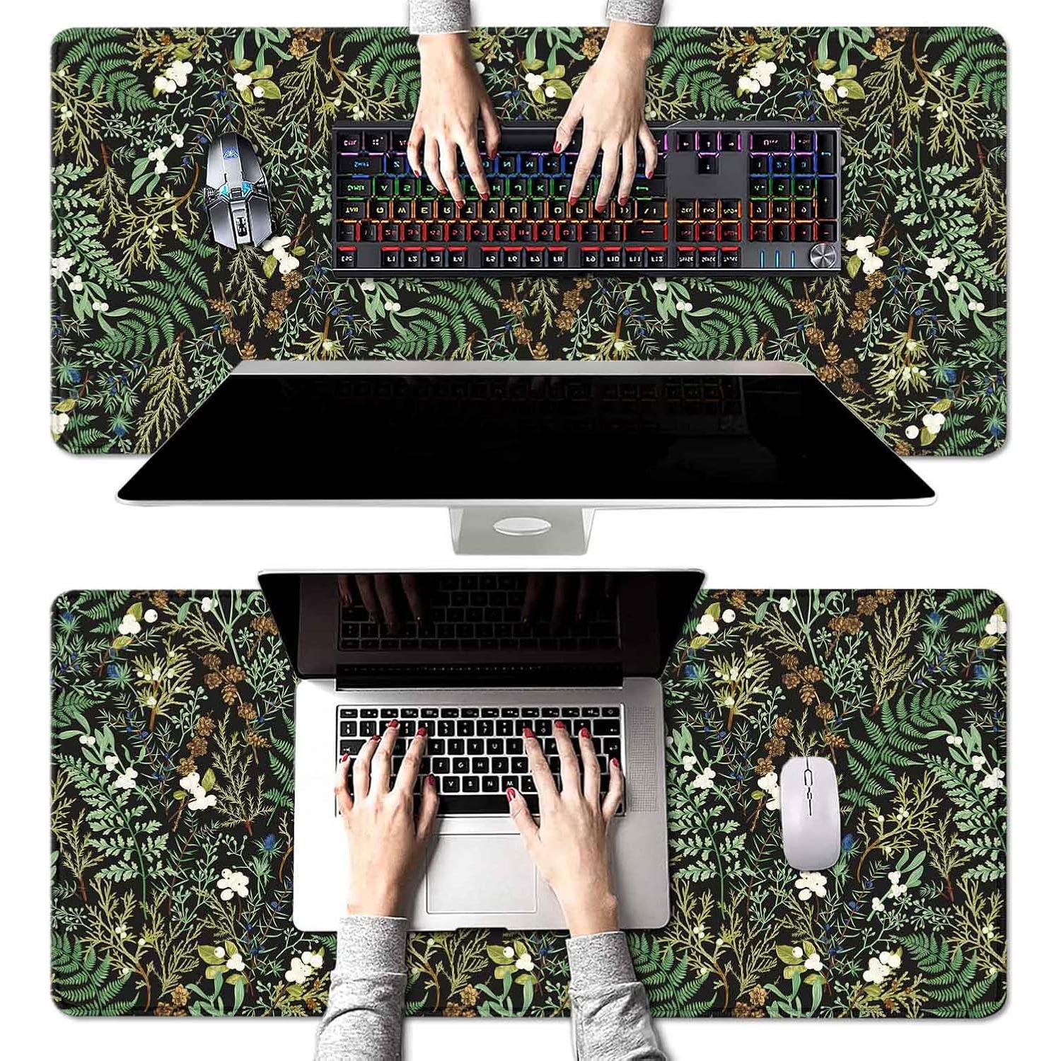 Alfombrilla de escritorio XXL HUOCAIREN botánica vintage 900x400mm