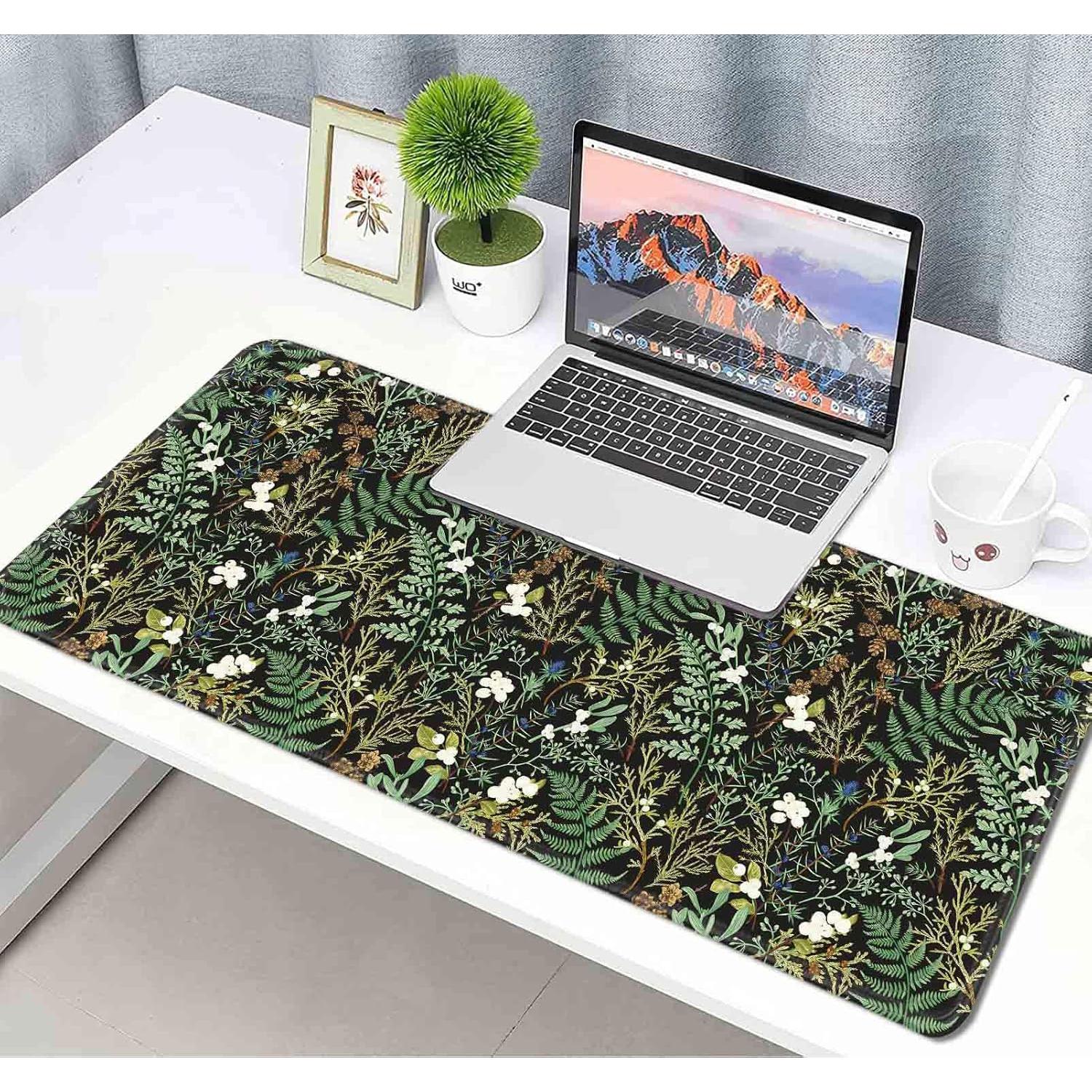 Alfombrilla de escritorio XXL HUOCAIREN botánica vintage 900x400mm