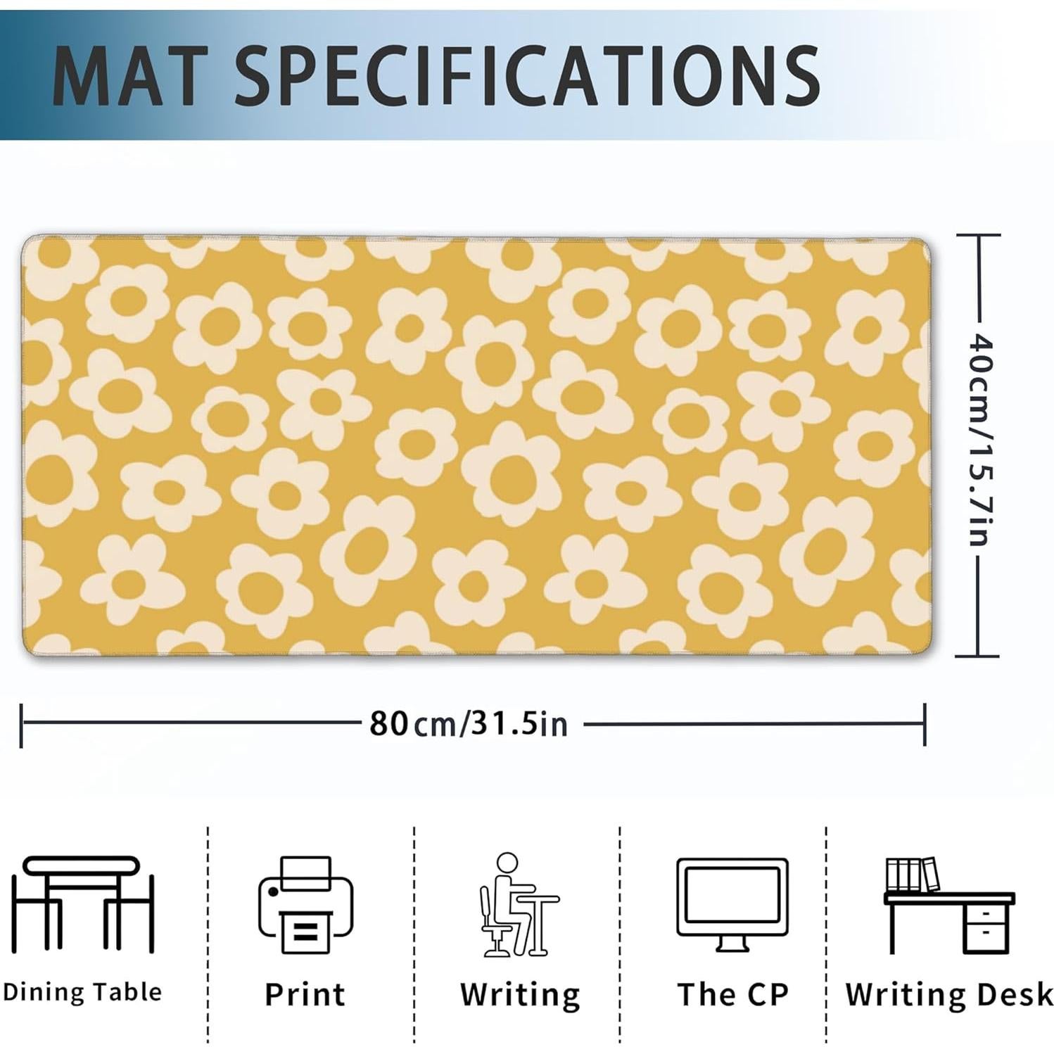 Alfombrilla de Escritorio XXL Meikosks Flores Amarillas 80x40cm