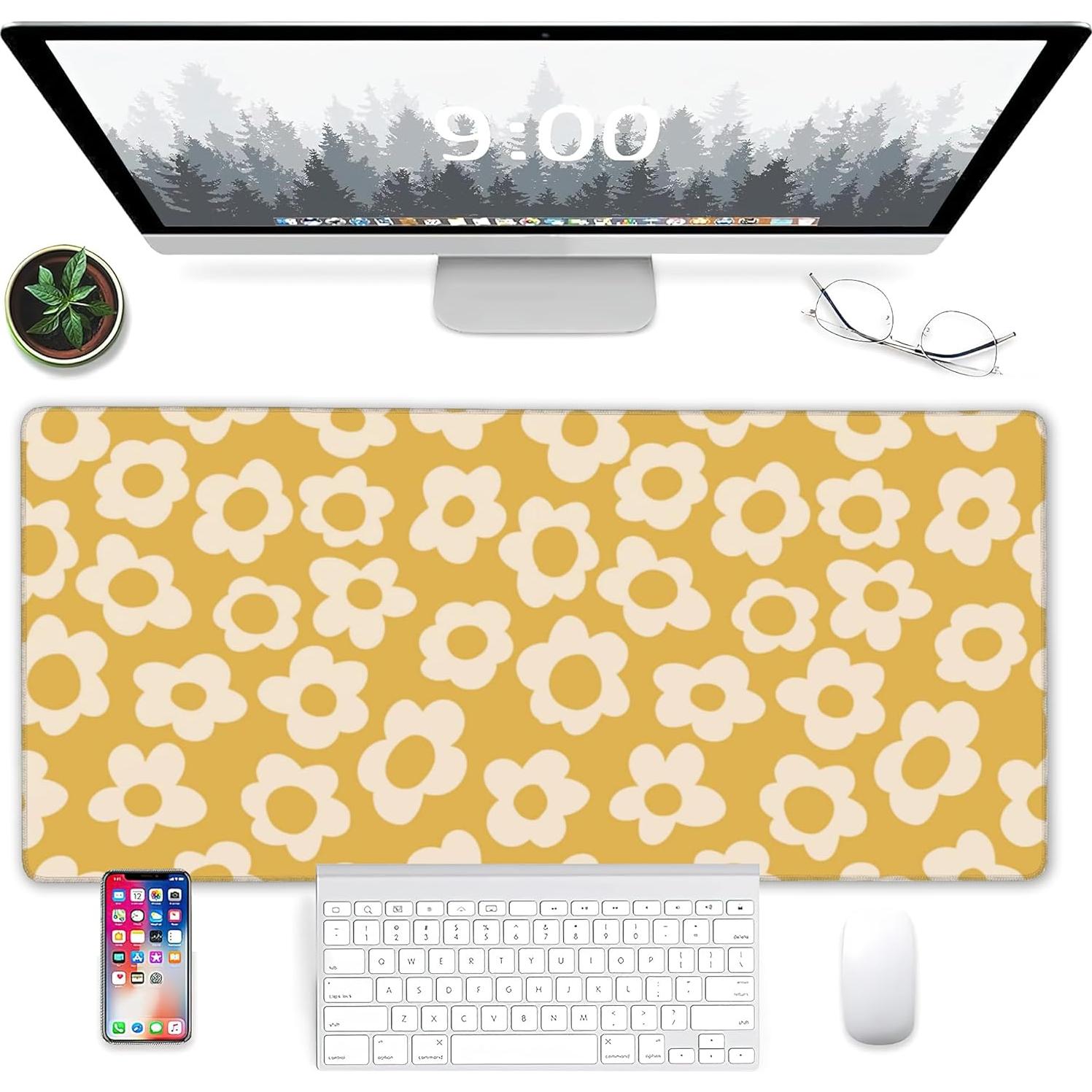 Alfombrilla de Escritorio XXL Meikosks Flores Amarillas 80x40cm