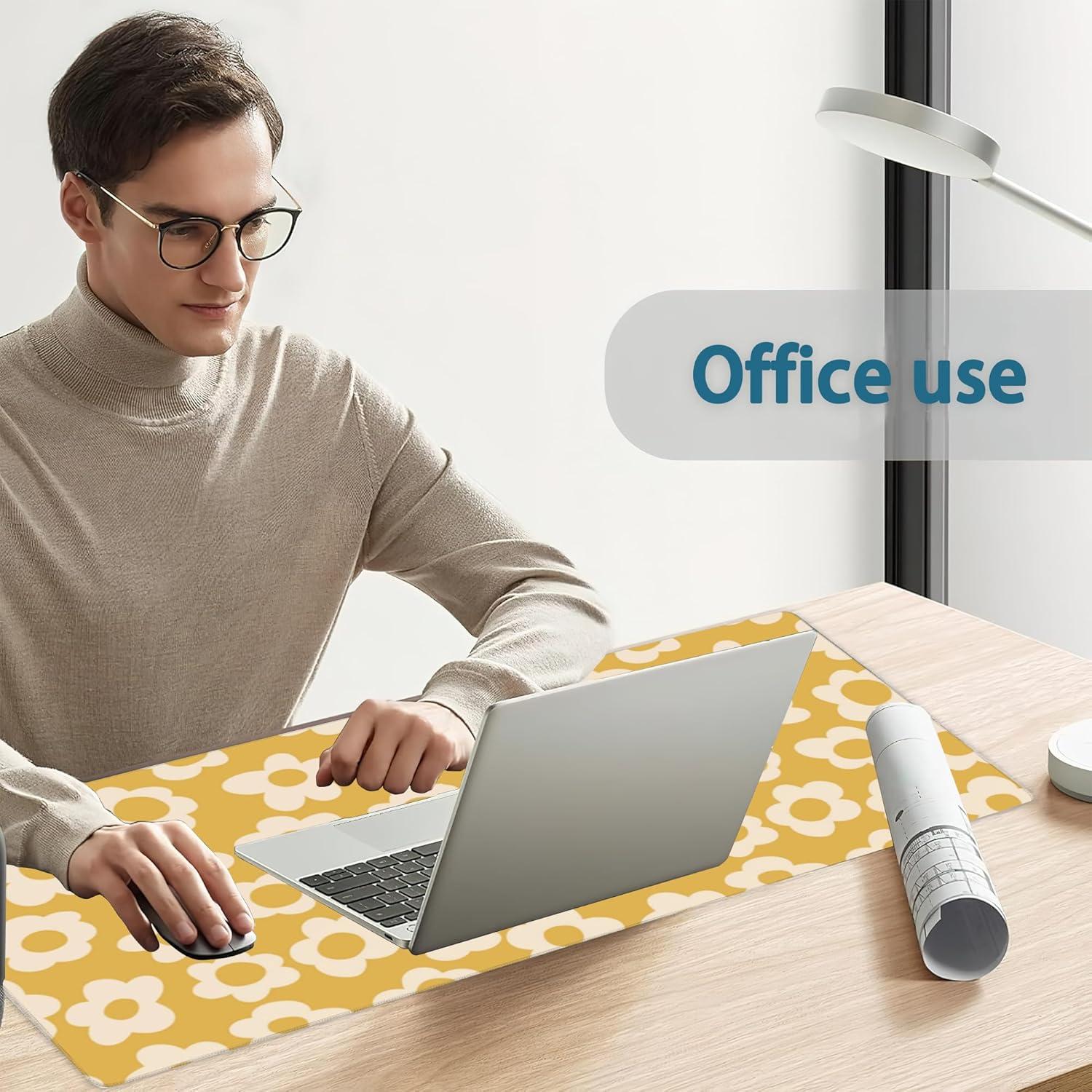 Alfombrilla de Escritorio XXL Meikosks Flores Amarillas 80x40cm