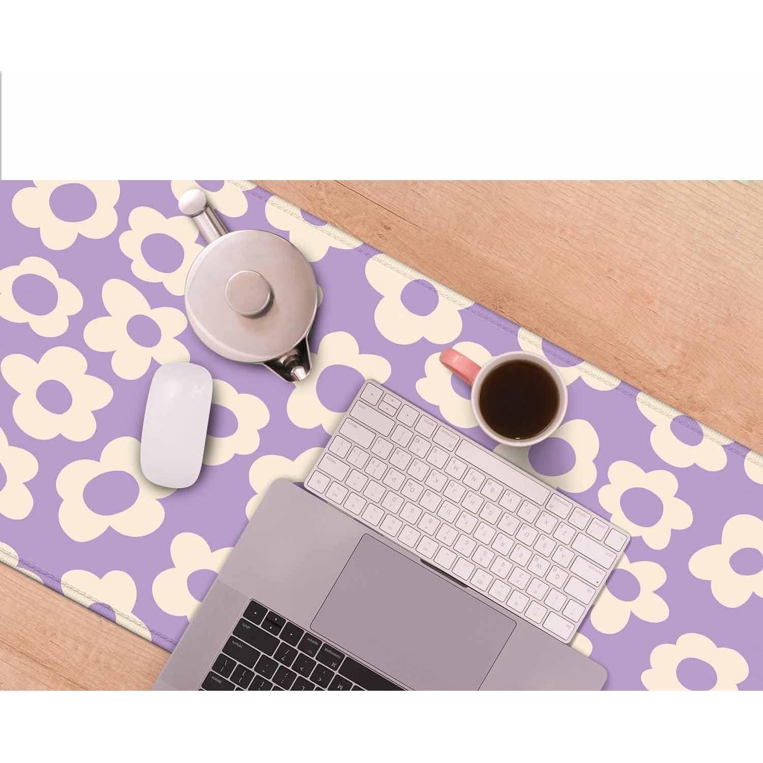 Alfombrilla de Escritorio Y YIHANGBEST Floral 900x400mm Antideslizante