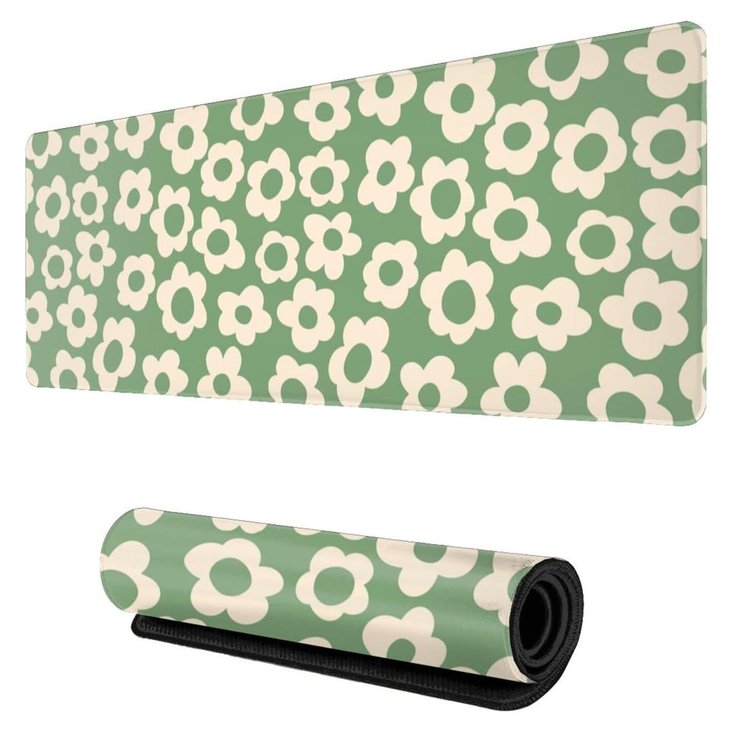 Alfombrilla de Ratón Echoserein XL Floral Verde Vintage 80x30cm