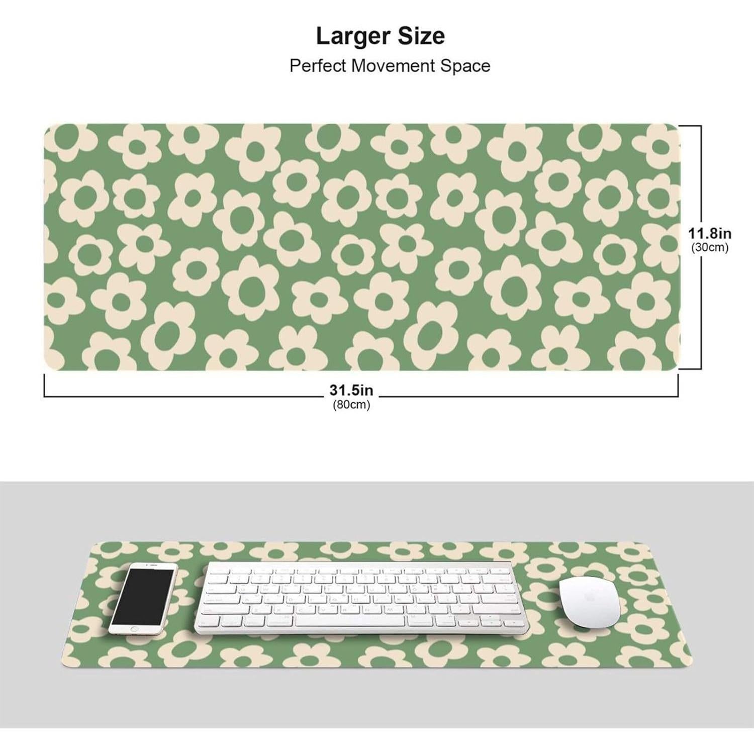 Alfombrilla de Ratón Echoserein XL Floral Verde Vintage 80x30cm