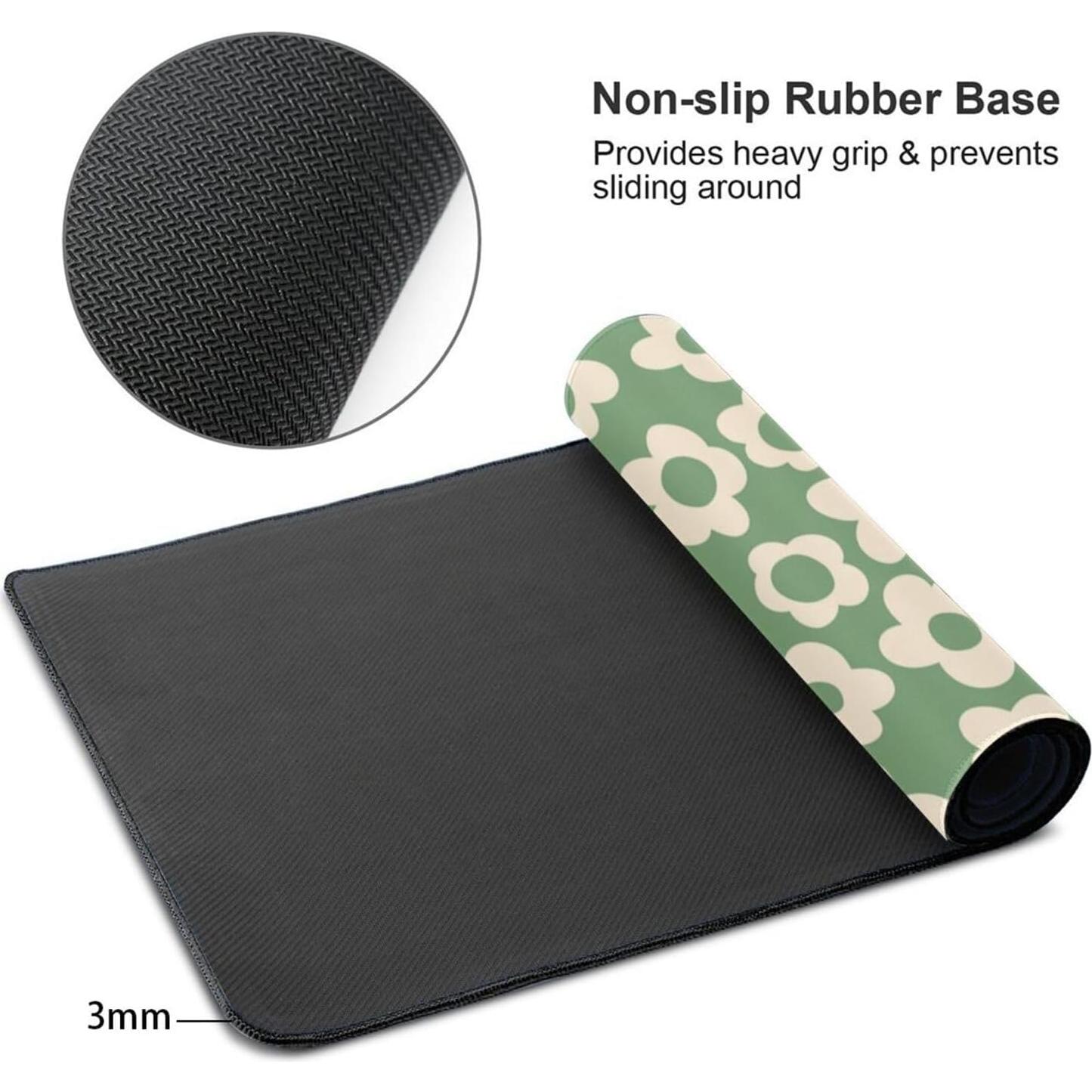 Alfombrilla de Ratón Echoserein XL Floral Verde Vintage 80x30cm