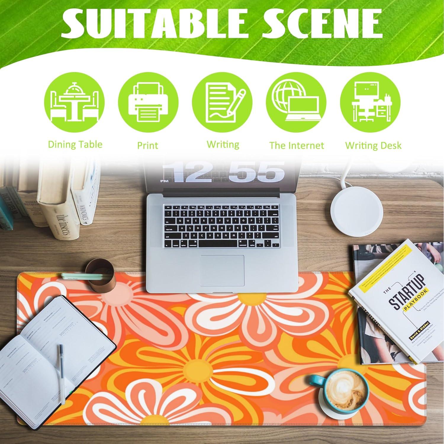 Alfombrilla de Escritorio Eflxamz XL Flores Naranjas 80x30cm