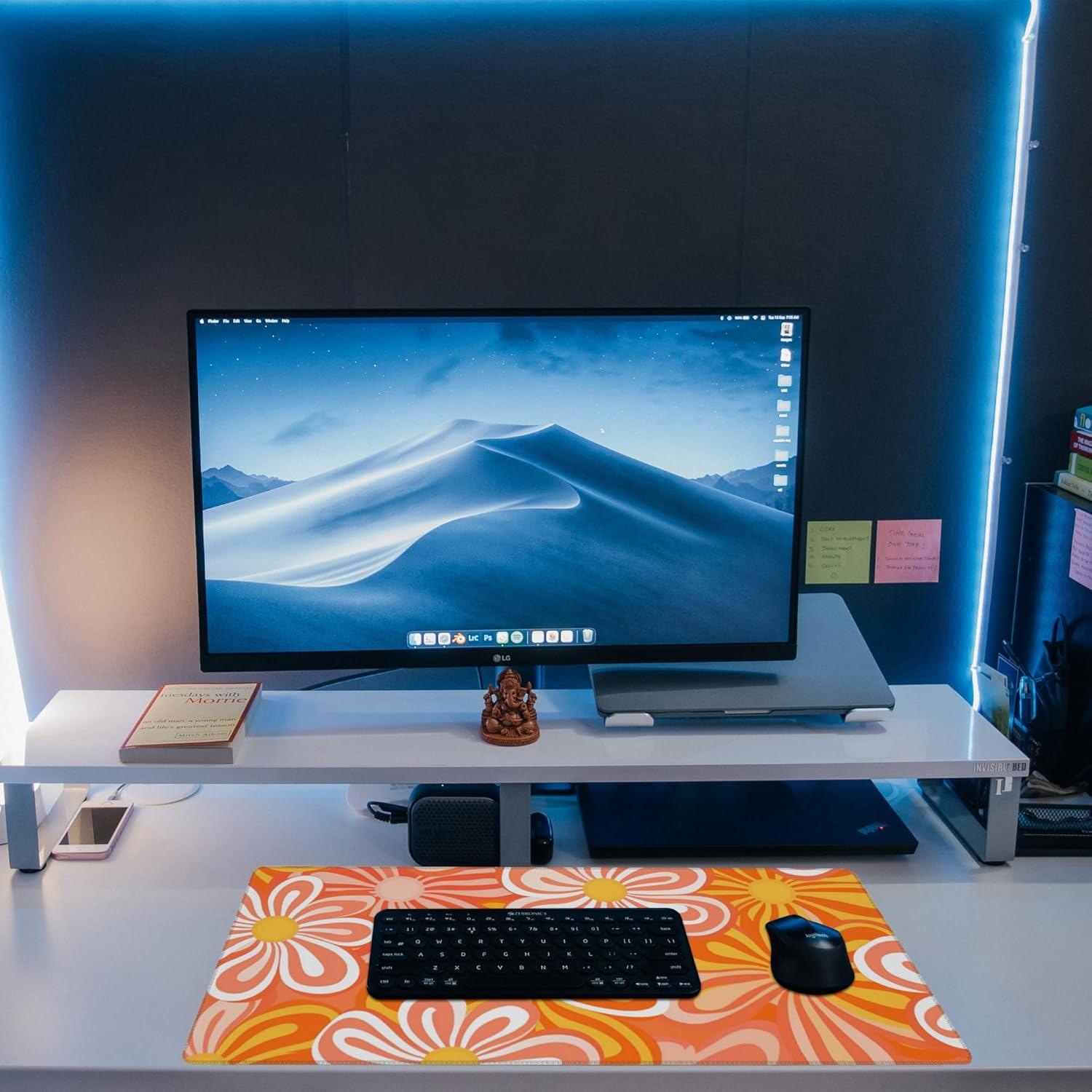 Alfombrilla de Escritorio Eflxamz XL Flores Naranjas 80x30cm