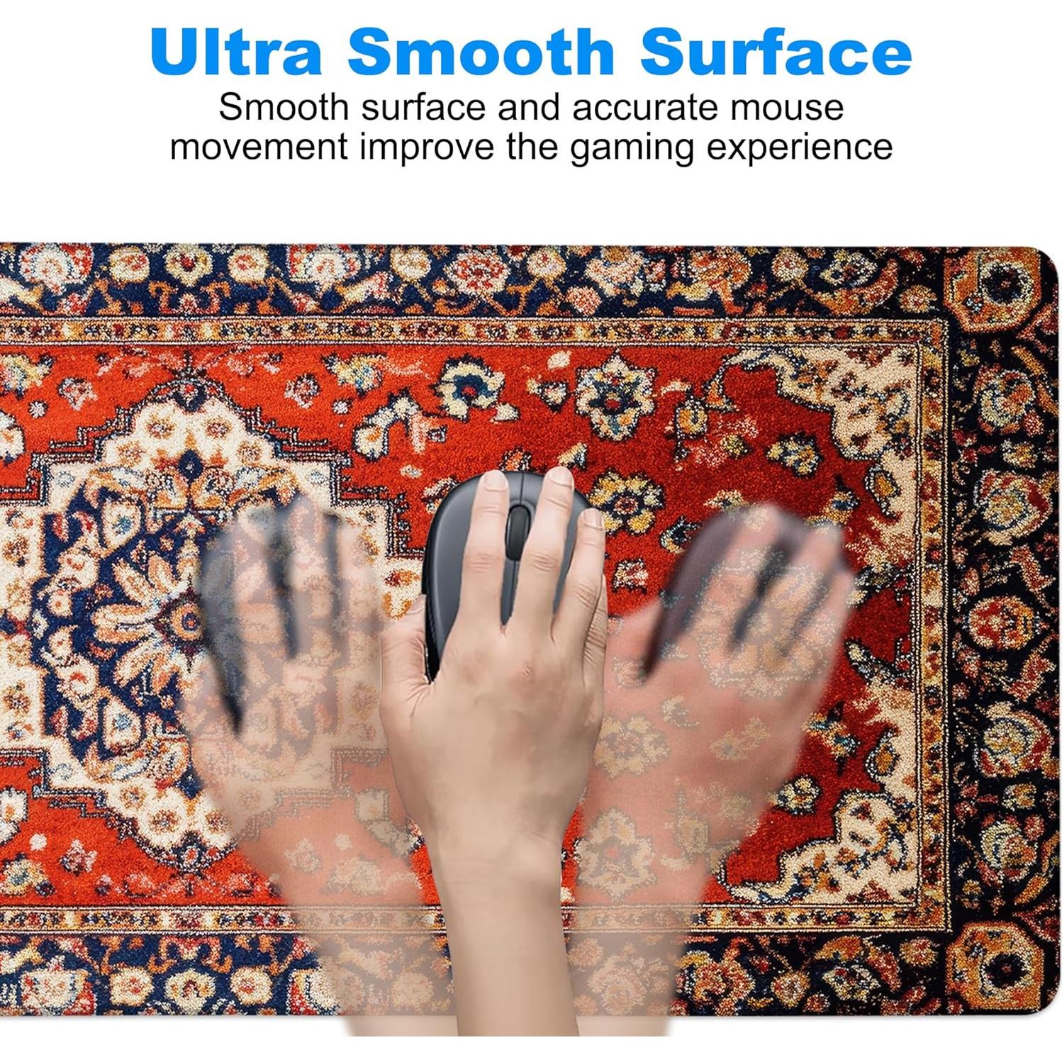 Alfombrilla de Escritorio JAJNKHLN XL Boho Vintage Roja Antideslizante