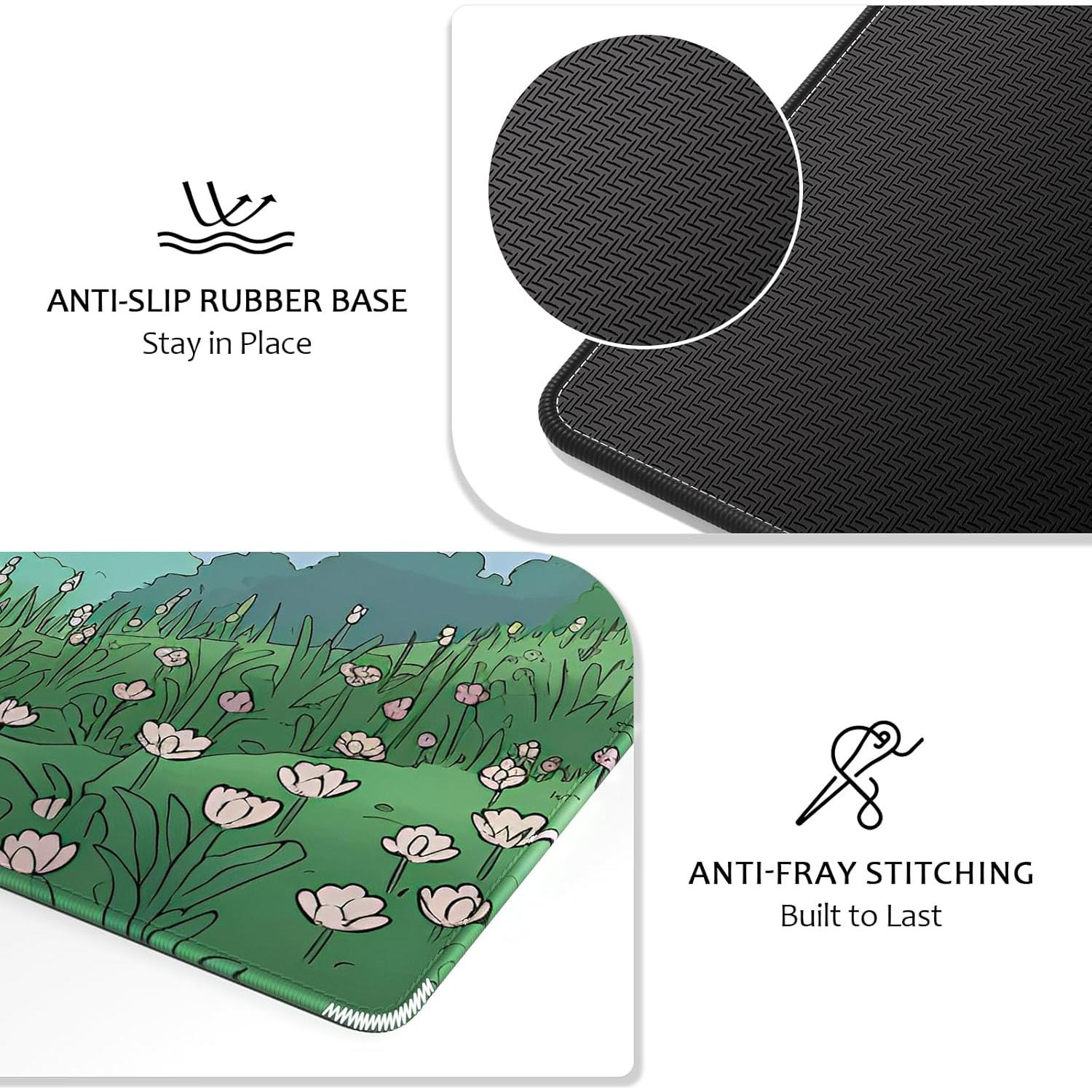 Alfombrilla de Escritorio XXL Auhoahsil Conejo Anime Verde 90x40 cm