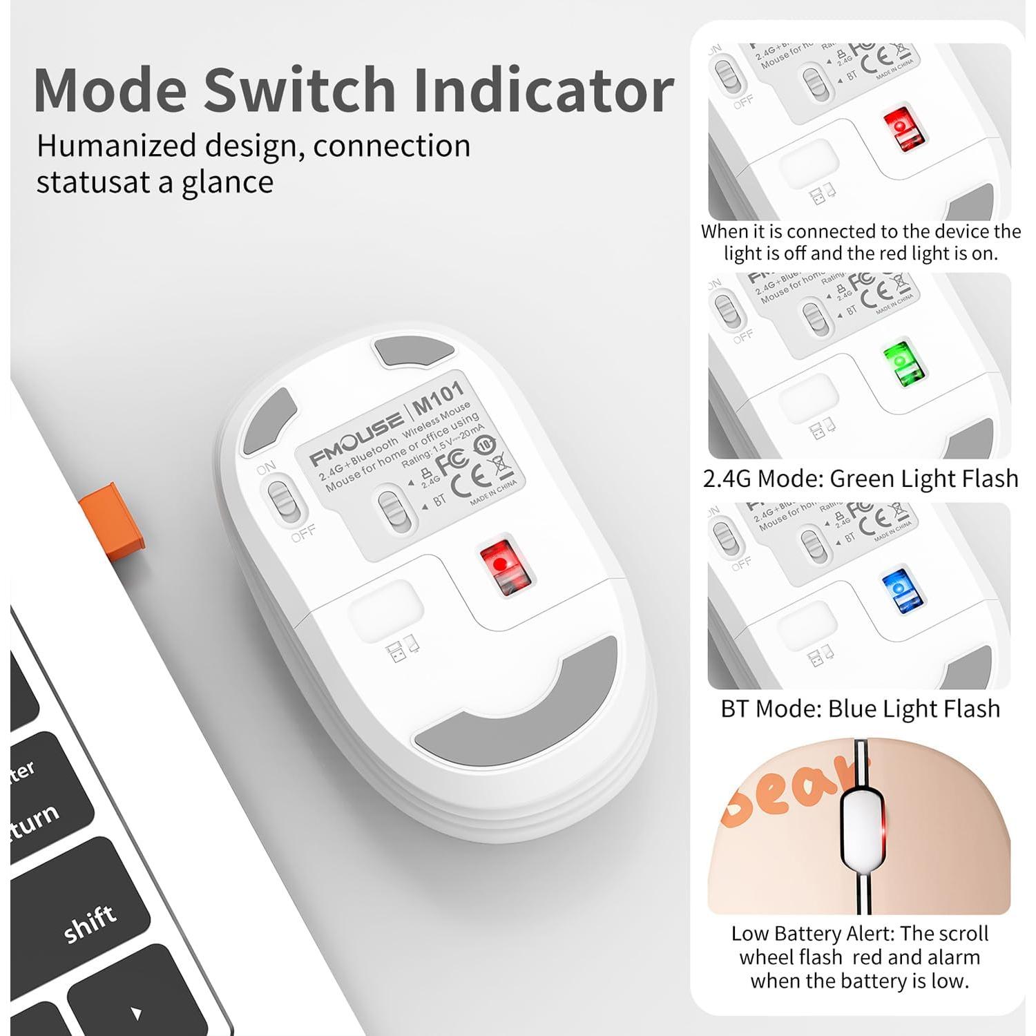 Ratón Inalámbrico FMOUSE M101 Kerry Bear, Silencioso, 2.4GHz