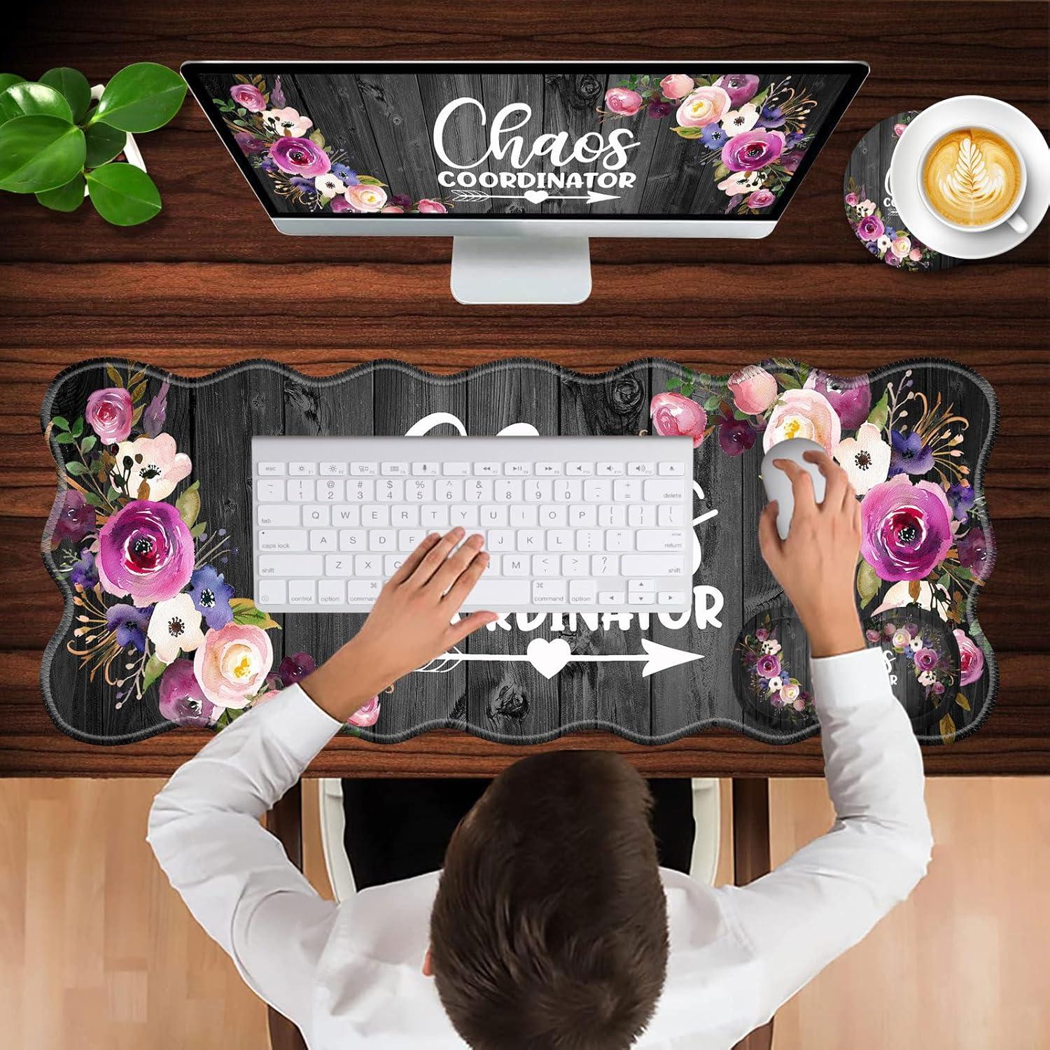 Set 3 en 1 Alfombrilla de Ratón Ergonómica CICPLKSE Floral