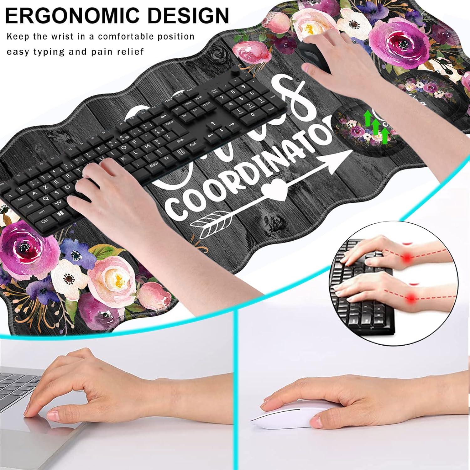 Set 3 en 1 Alfombrilla de Ratón Ergonómica CICPLKSE Floral