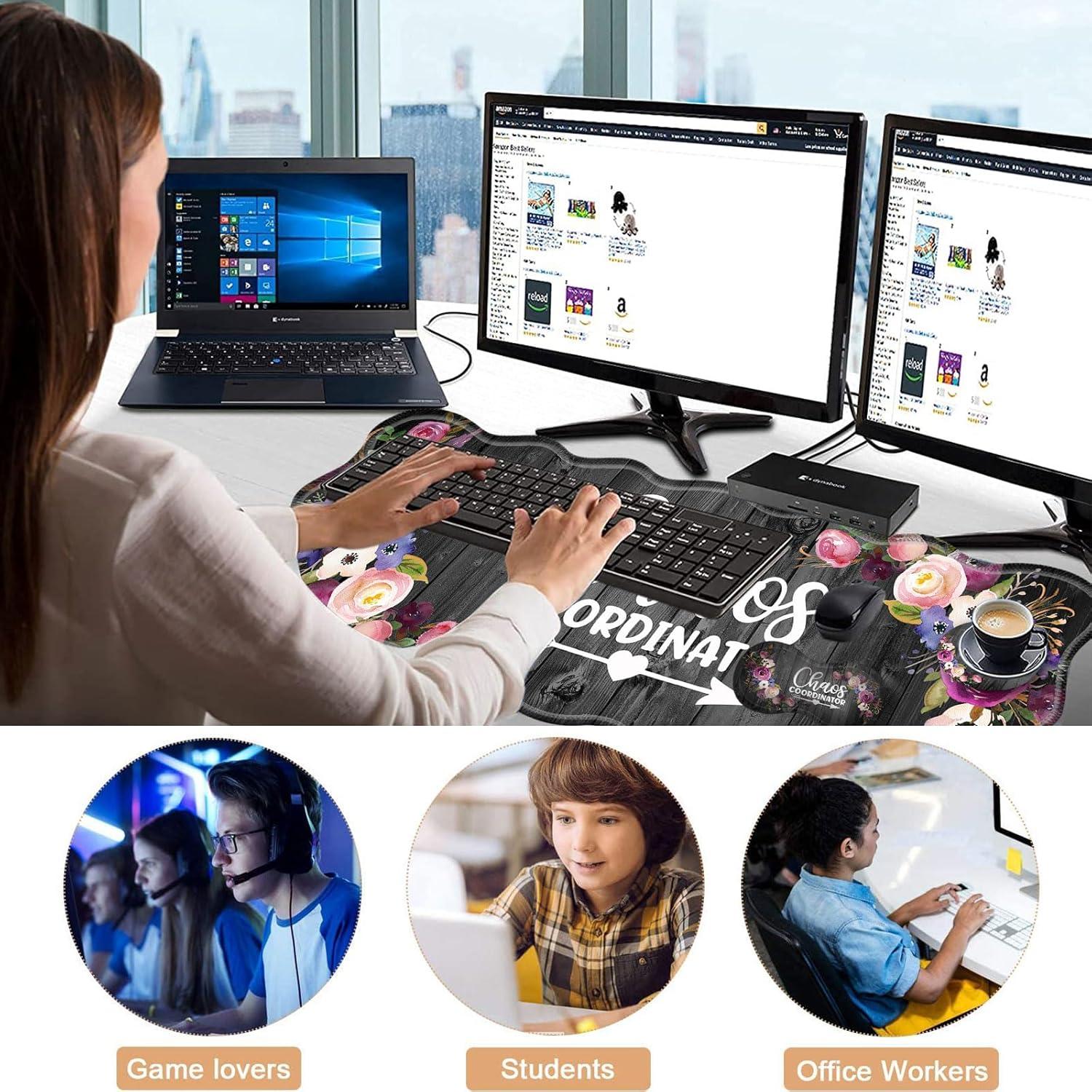 Set 3 en 1 Alfombrilla de Ratón Ergonómica CICPLKSE Floral