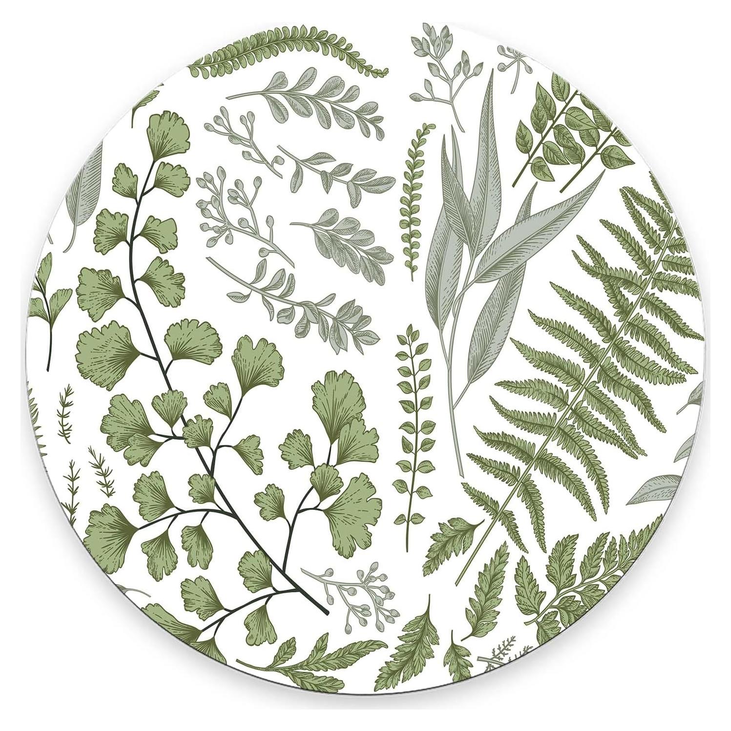 Alfombrilla de Ratón Nphuriy Hojas Vintage 20.1 cm Redonda