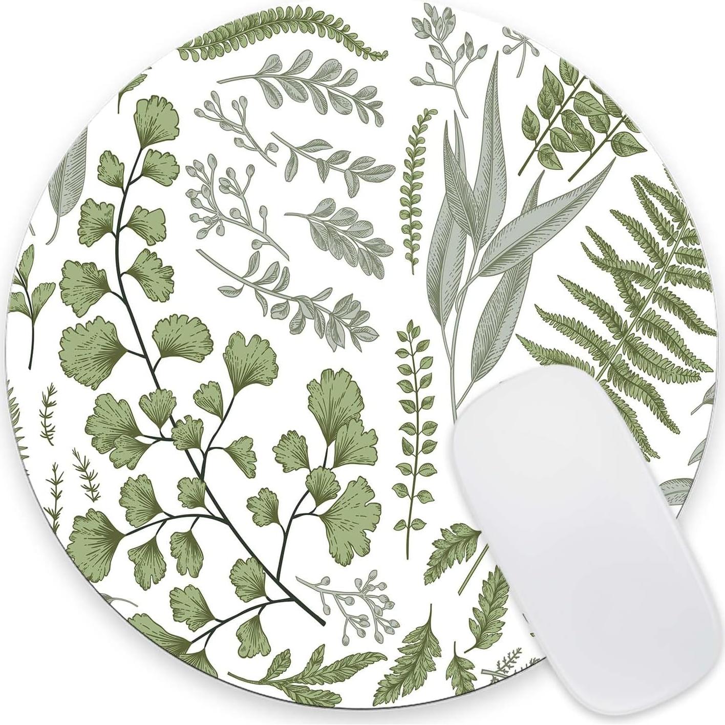 Alfombrilla de Ratón Nphuriy Hojas Vintage 20.1 cm Redonda