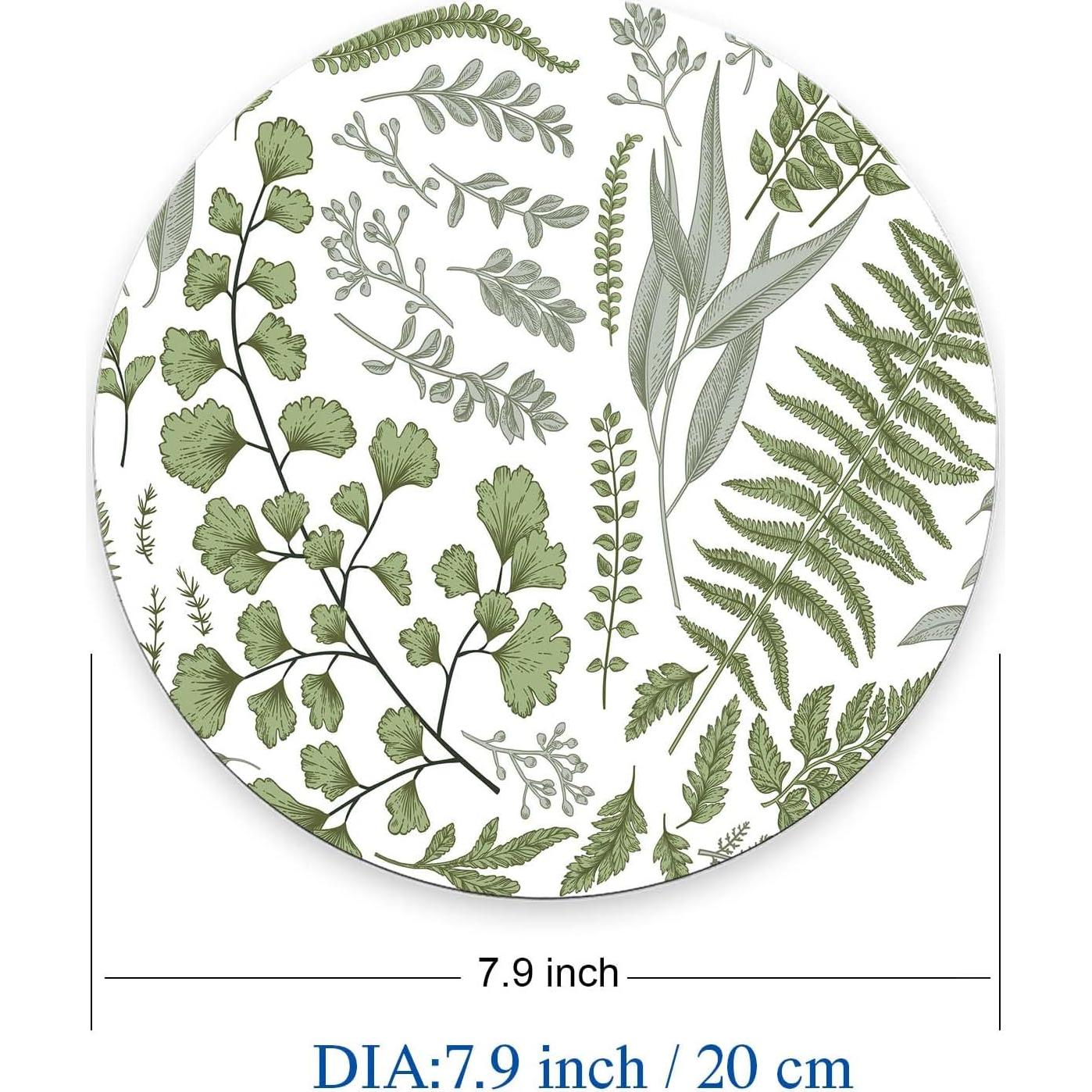 Alfombrilla de Ratón Nphuriy Hojas Vintage 20.1 cm Redonda