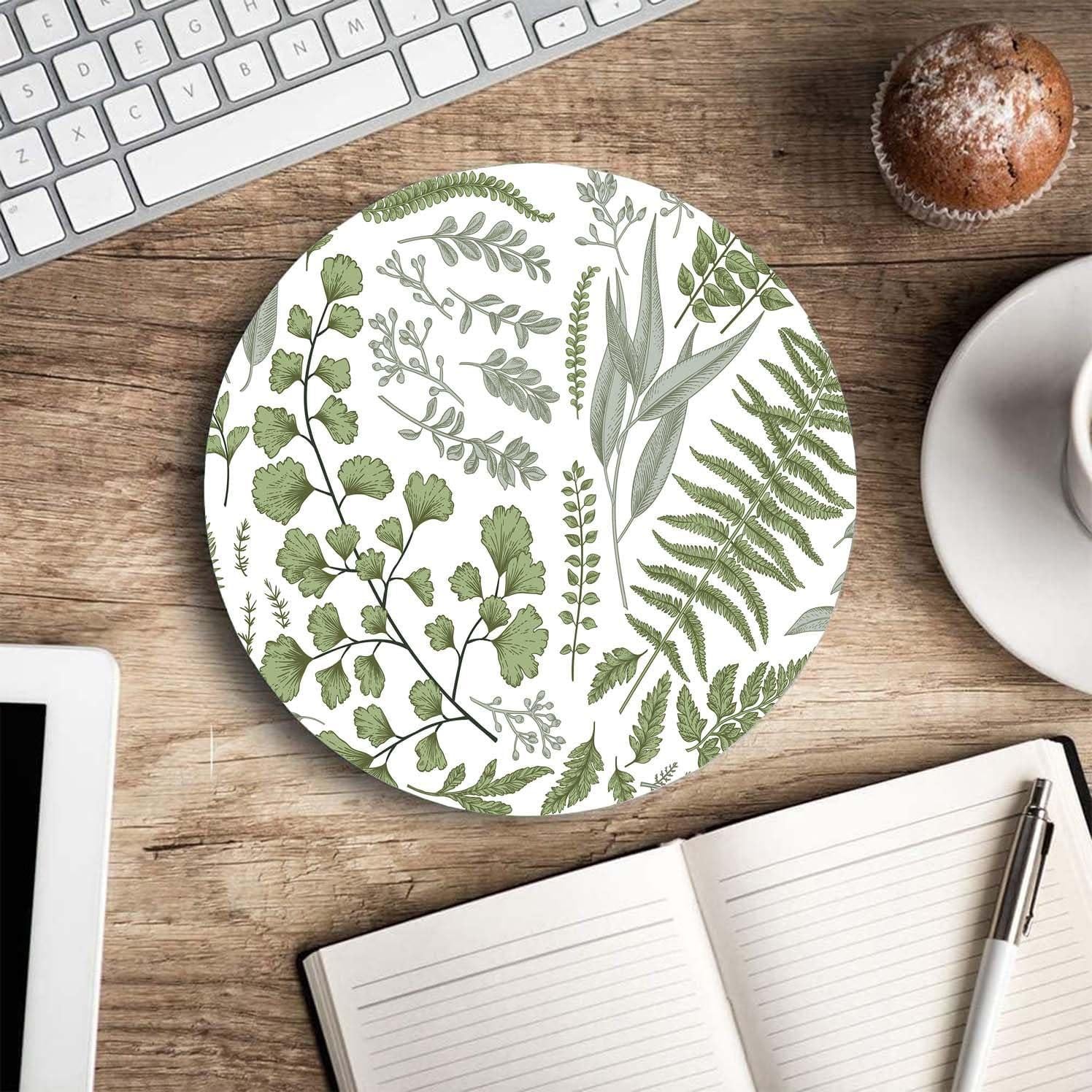 Alfombrilla de Ratón Nphuriy Hojas Vintage 20.1 cm Redonda