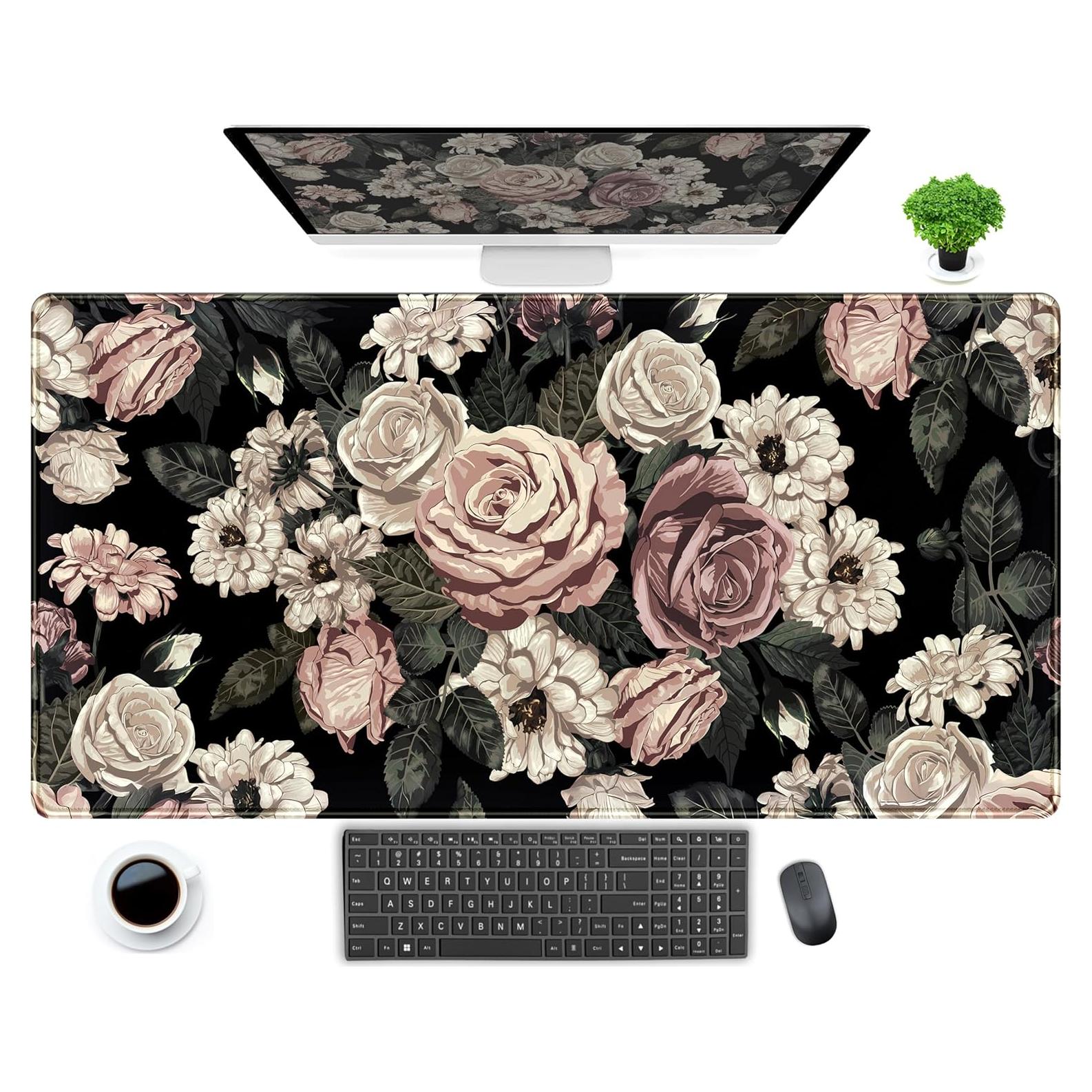 Alfombrilla de Escritorio XXL DCJJM Rosa Retro 80x40 cm