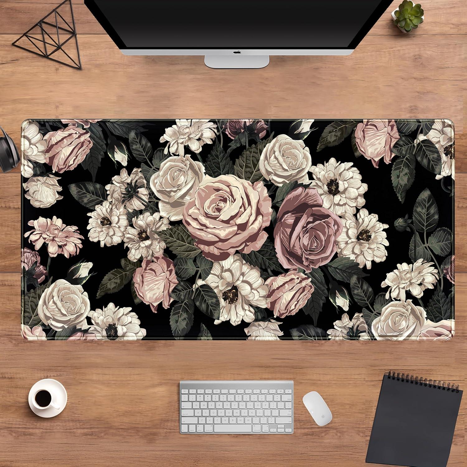 Alfombrilla de Escritorio XXL DCJJM Rosa Retro 80x40 cm