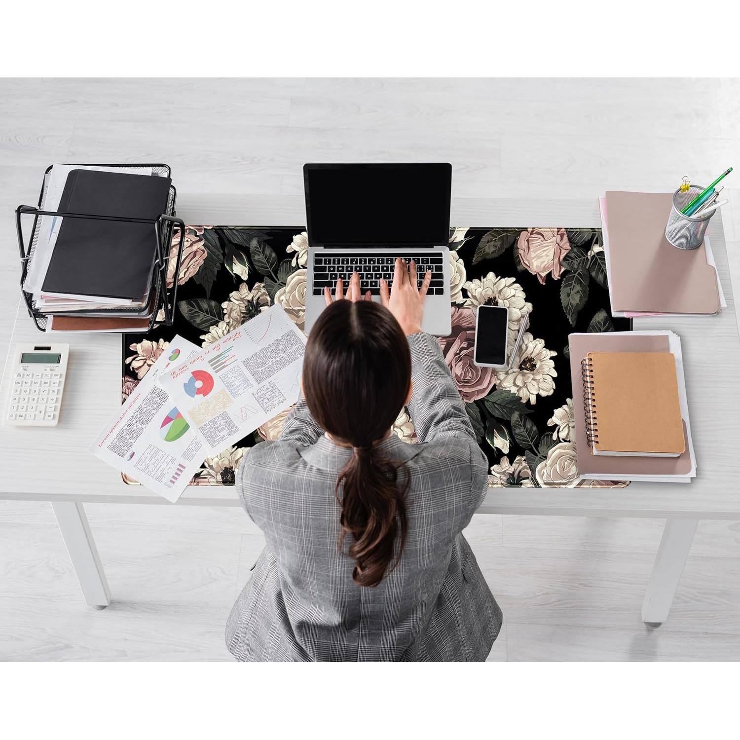 Alfombrilla de Escritorio XXL DCJJM Rosa Retro 80x40 cm