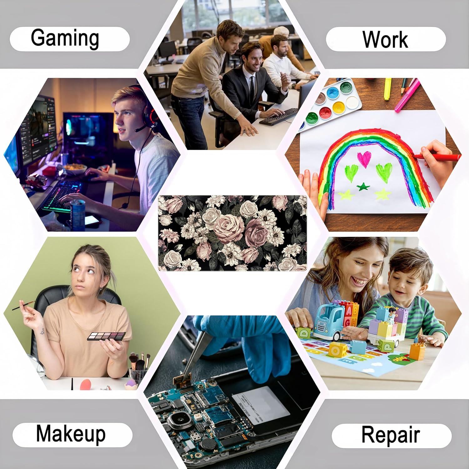 Alfombrilla de Escritorio XXL DCJJM Rosa Retro 80x40 cm