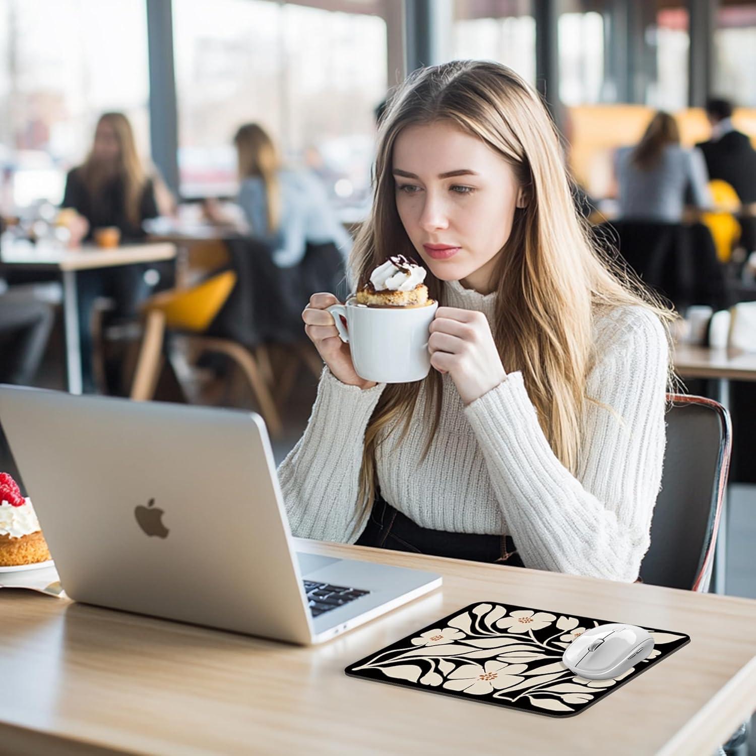 Alfombrilla de Ratón BAYOGITA Boho Floral Negra 30x25 cm