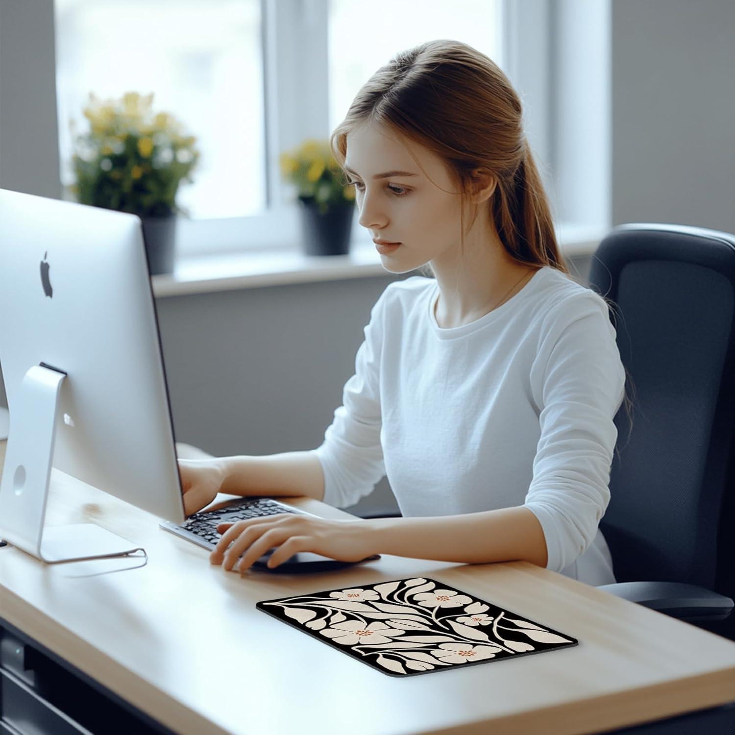 Alfombrilla de Ratón BAYOGITA Boho Floral Negra 30x25 cm