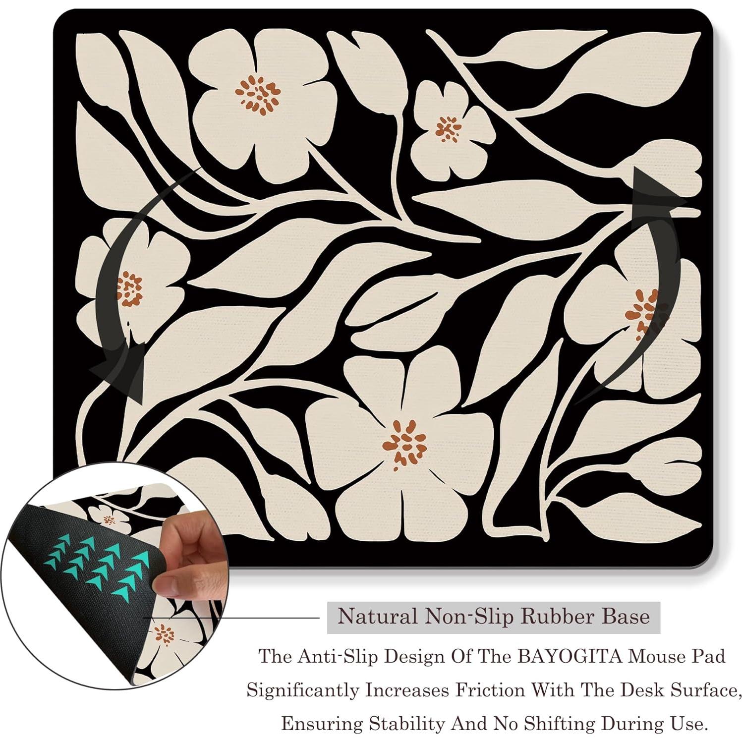 Alfombrilla de Ratón BAYOGITA Boho Floral Negra 30x25 cm