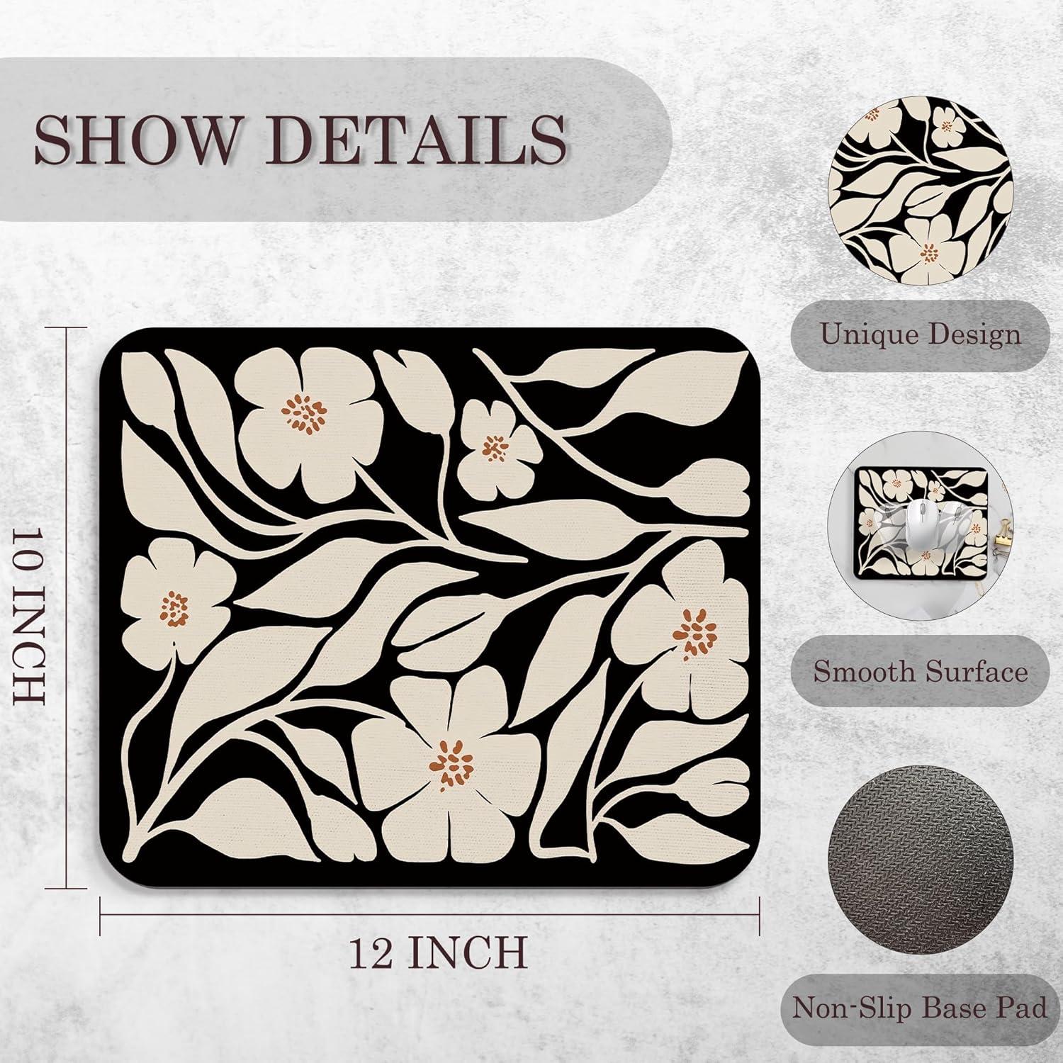 Alfombrilla de Ratón BAYOGITA Boho Floral Negra 30x25 cm